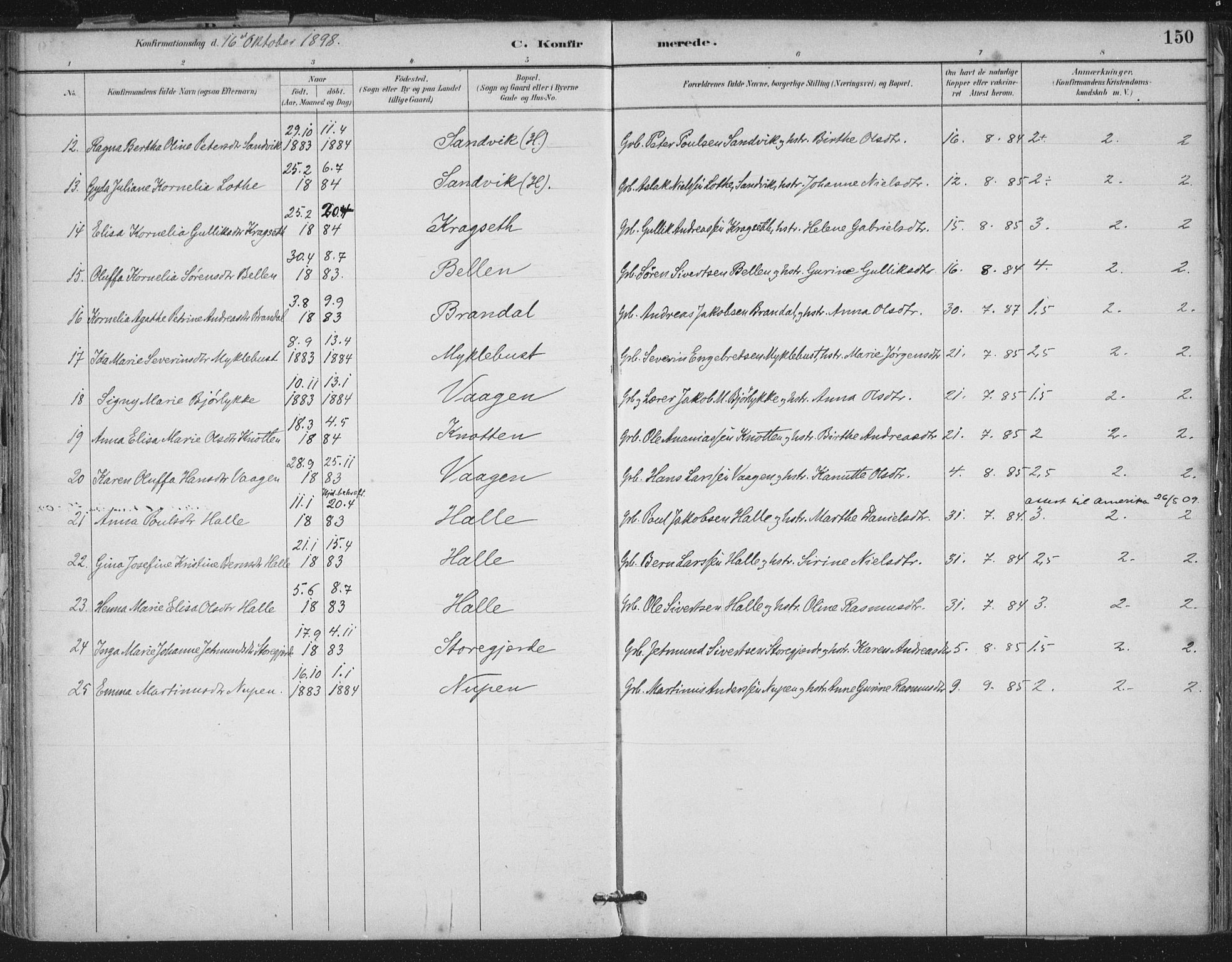 Ministerialprotokoller, klokkerbøker og fødselsregistre - Møre og Romsdal, SAT/A-1454/503/L0037: Parish register (official) no. 503A05, 1884-1900, p. 150