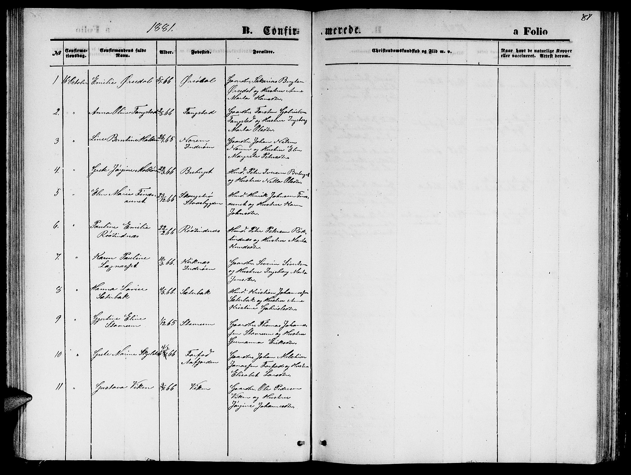 Ministerialprotokoller, klokkerbøker og fødselsregistre - Nord-Trøndelag, SAT/A-1458/744/L0422: Parish register (copy) no. 744C01, 1871-1885, p. 87