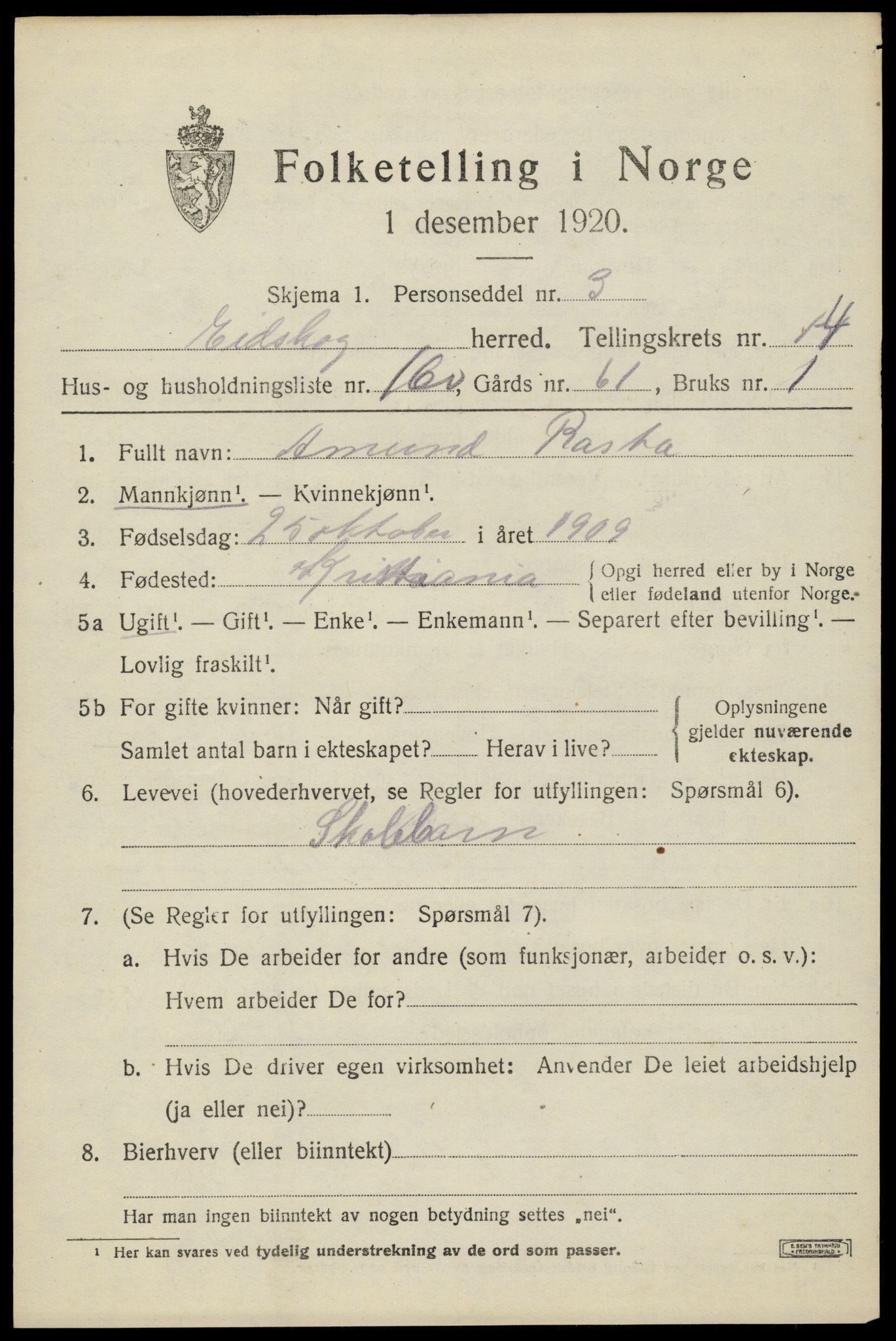 SAH, 1920 census for Eidskog, 1920, p. 14997