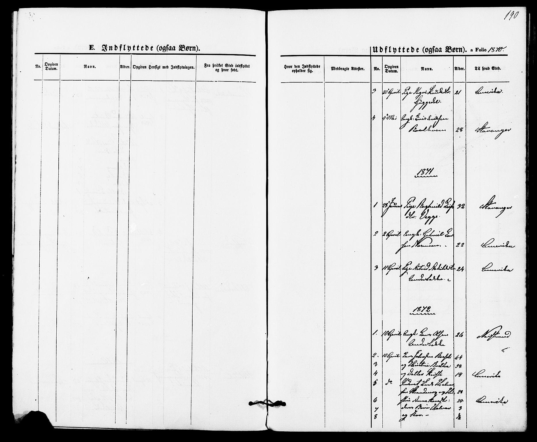 Suldal sokneprestkontor, AV/SAST-A-101845/01/IV/L0010: Parish register (official) no. A 10, 1869-1878, p. 190