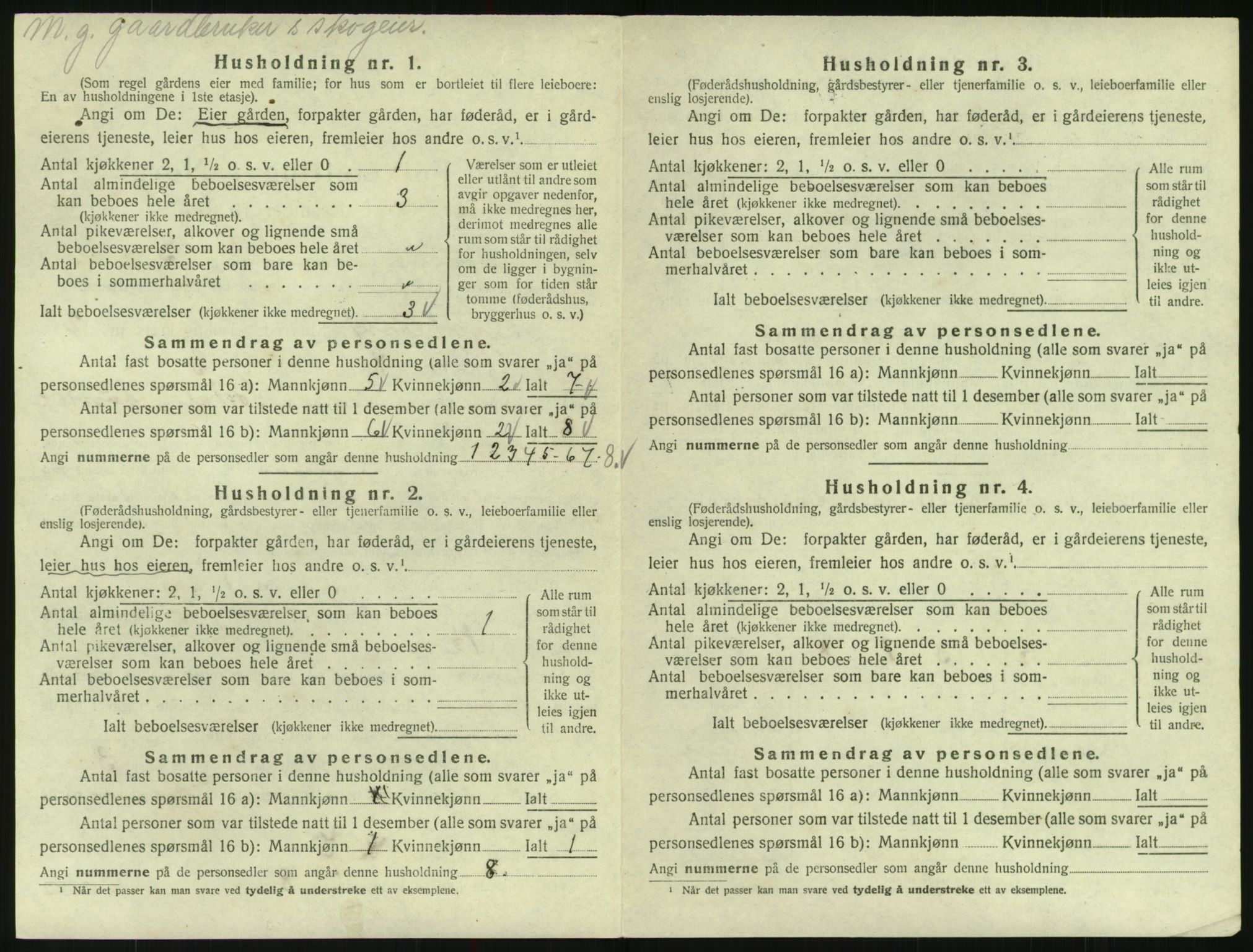 SAK, 1920 census for Bygland, 1920, p. 112