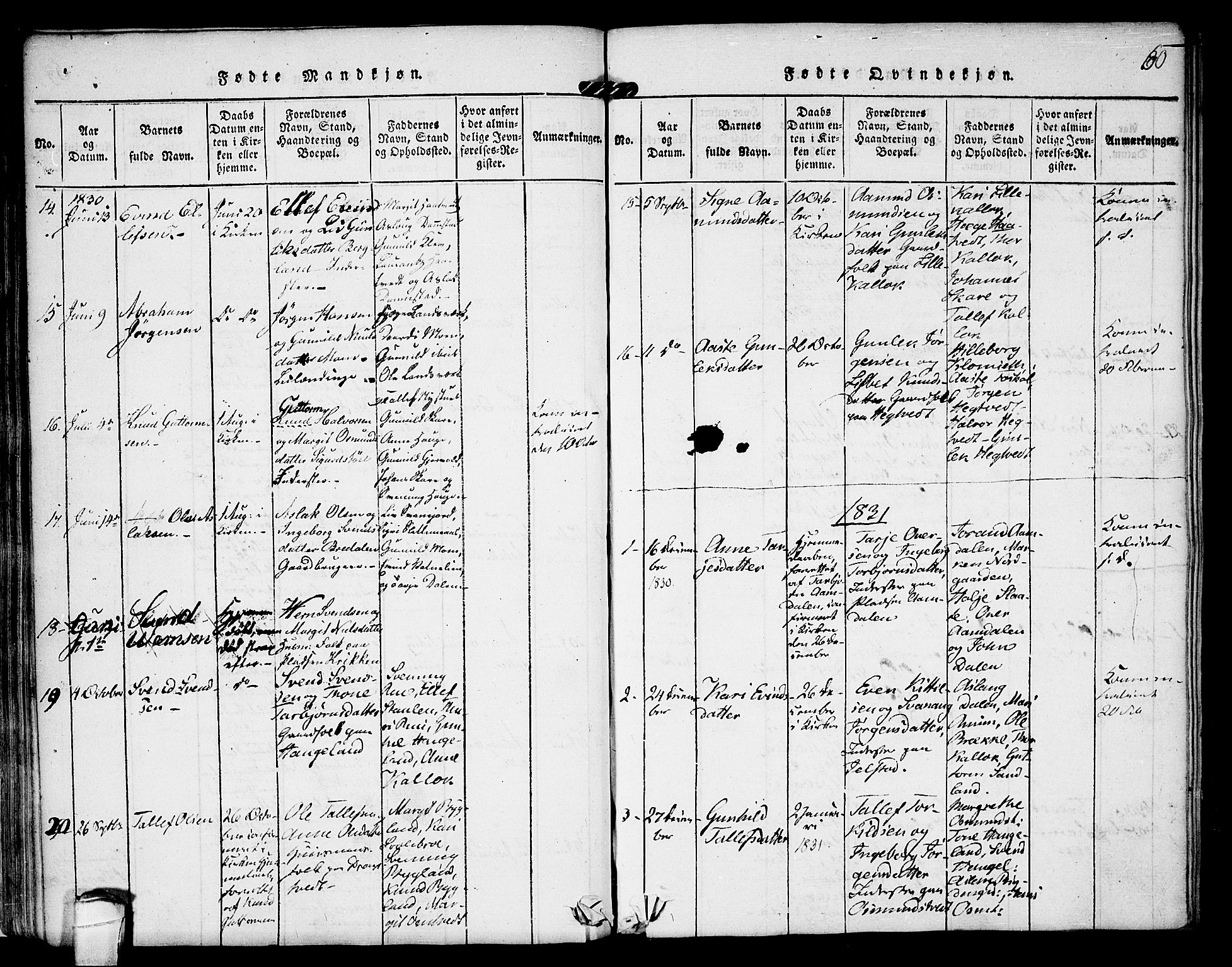 Kviteseid kirkebøker, SAKO/A-276/F/Fb/L0001: Parish register (official) no. II 1, 1815-1836, p. 60