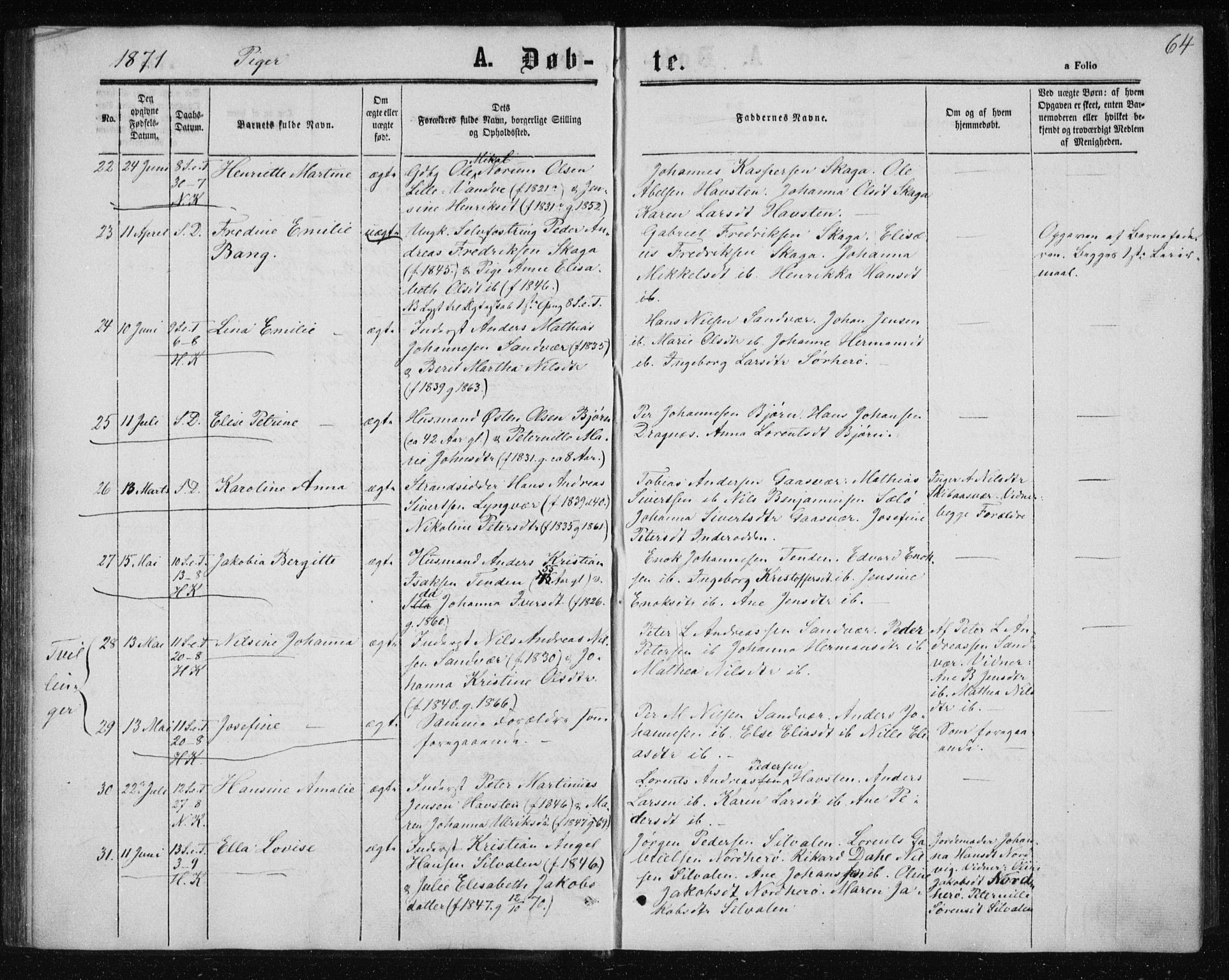 Ministerialprotokoller, klokkerbøker og fødselsregistre - Nordland, AV/SAT-A-1459/834/L0505: Parish register (official) no. 834A03, 1862-1871, p. 64