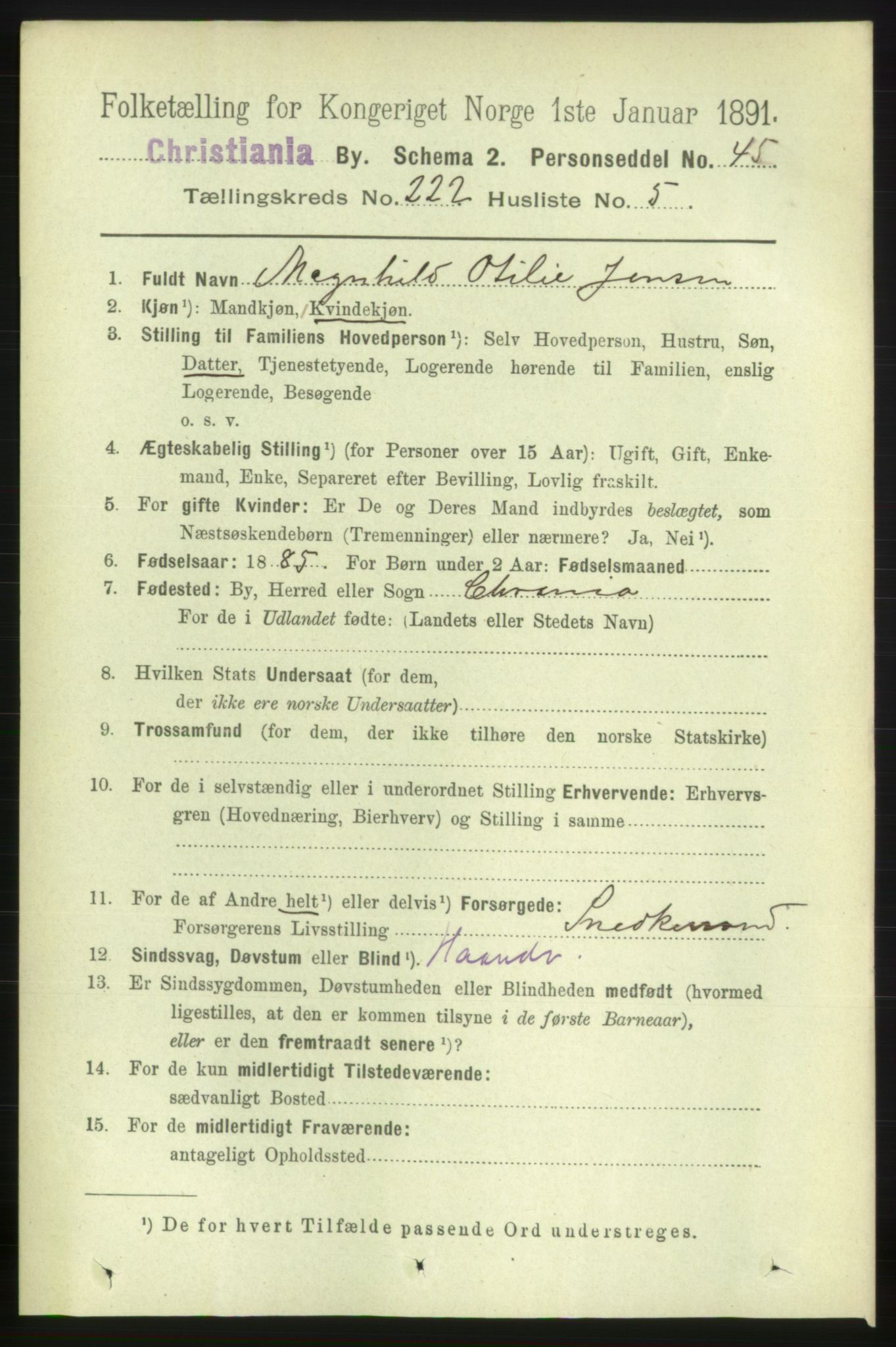 RA, 1891 census for 0301 Kristiania, 1891, p. 133232