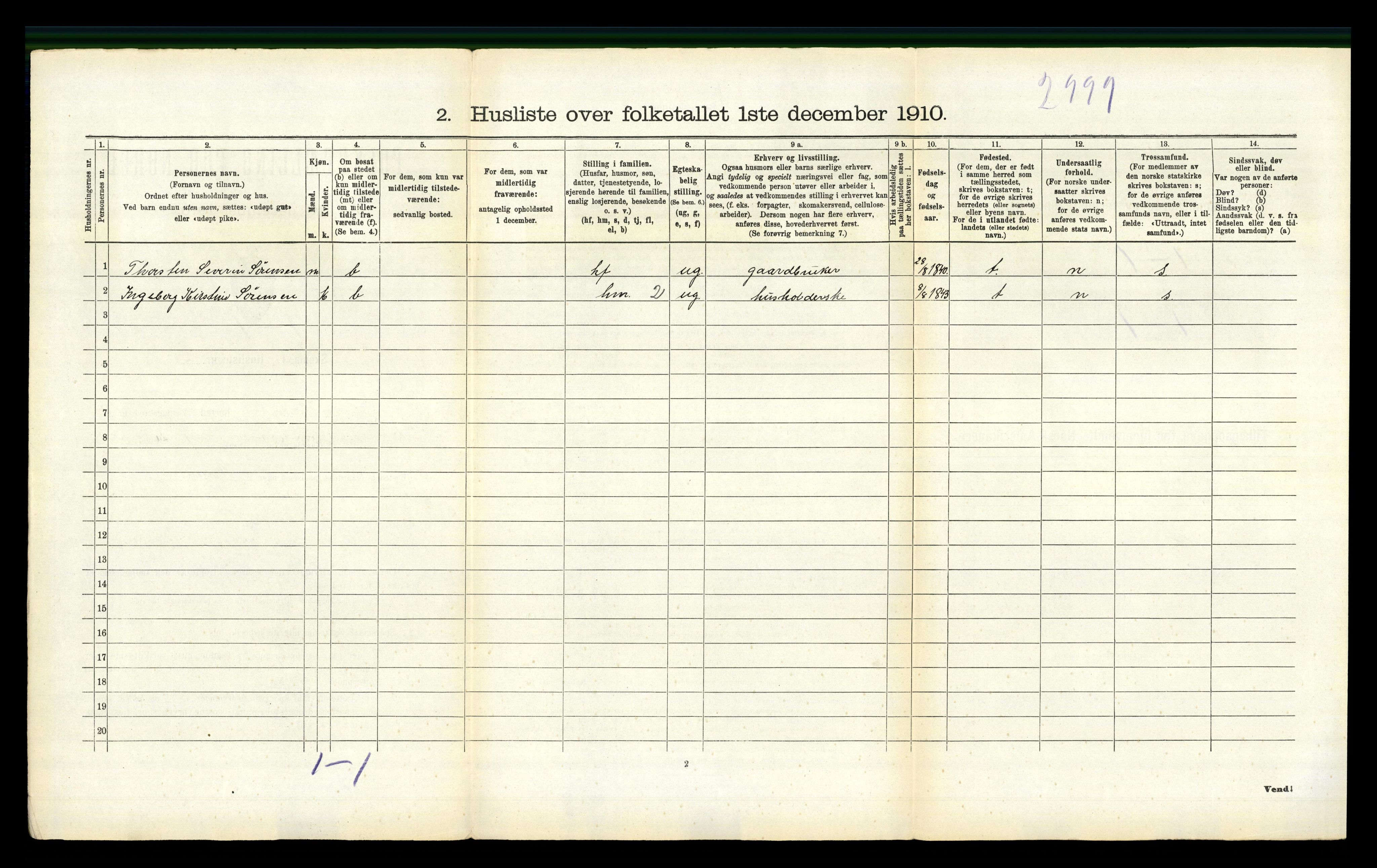 RA, 1910 census for Flosta, 1910, p. 622