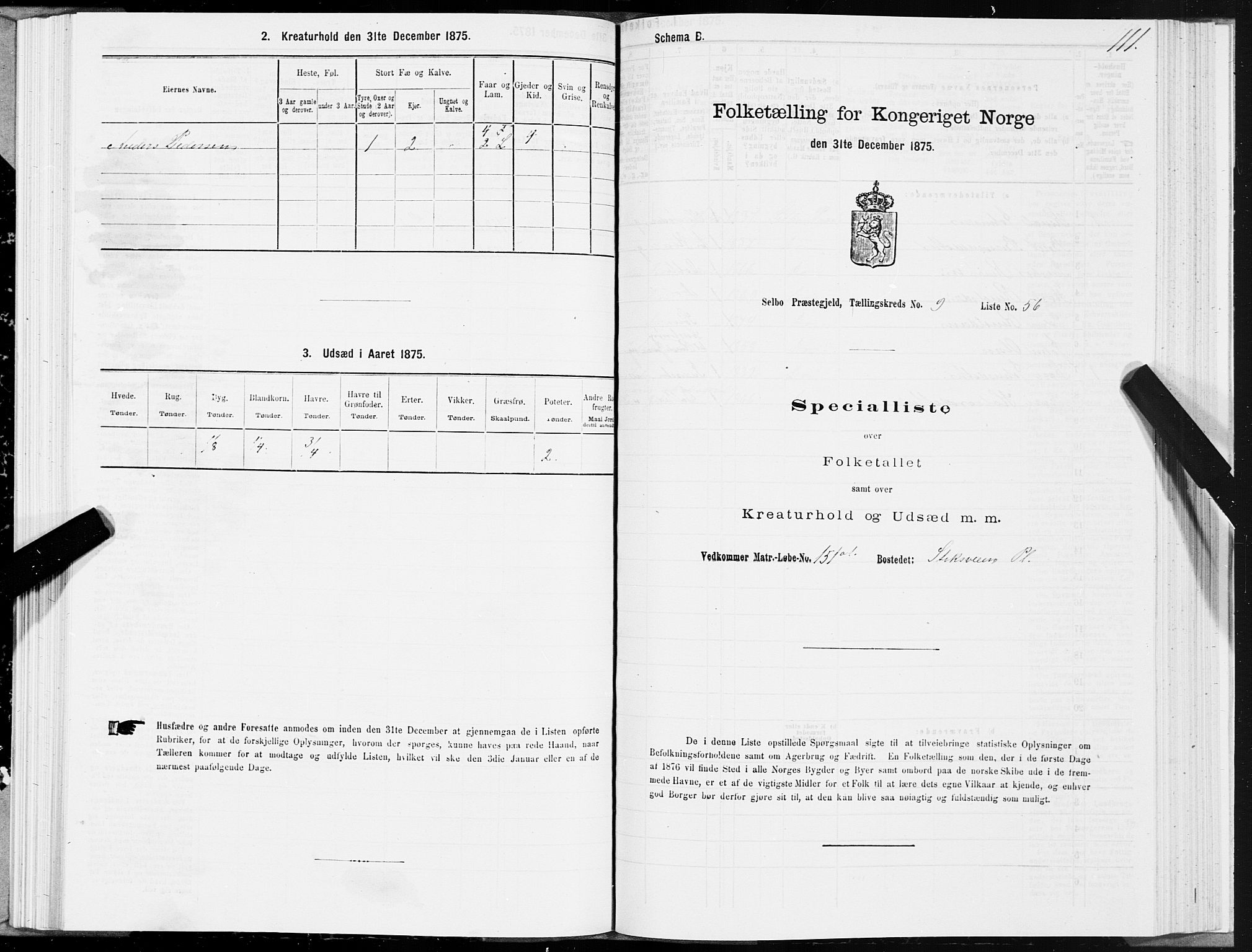 SAT, 1875 census for 1664P Selbu, 1875, p. 5111