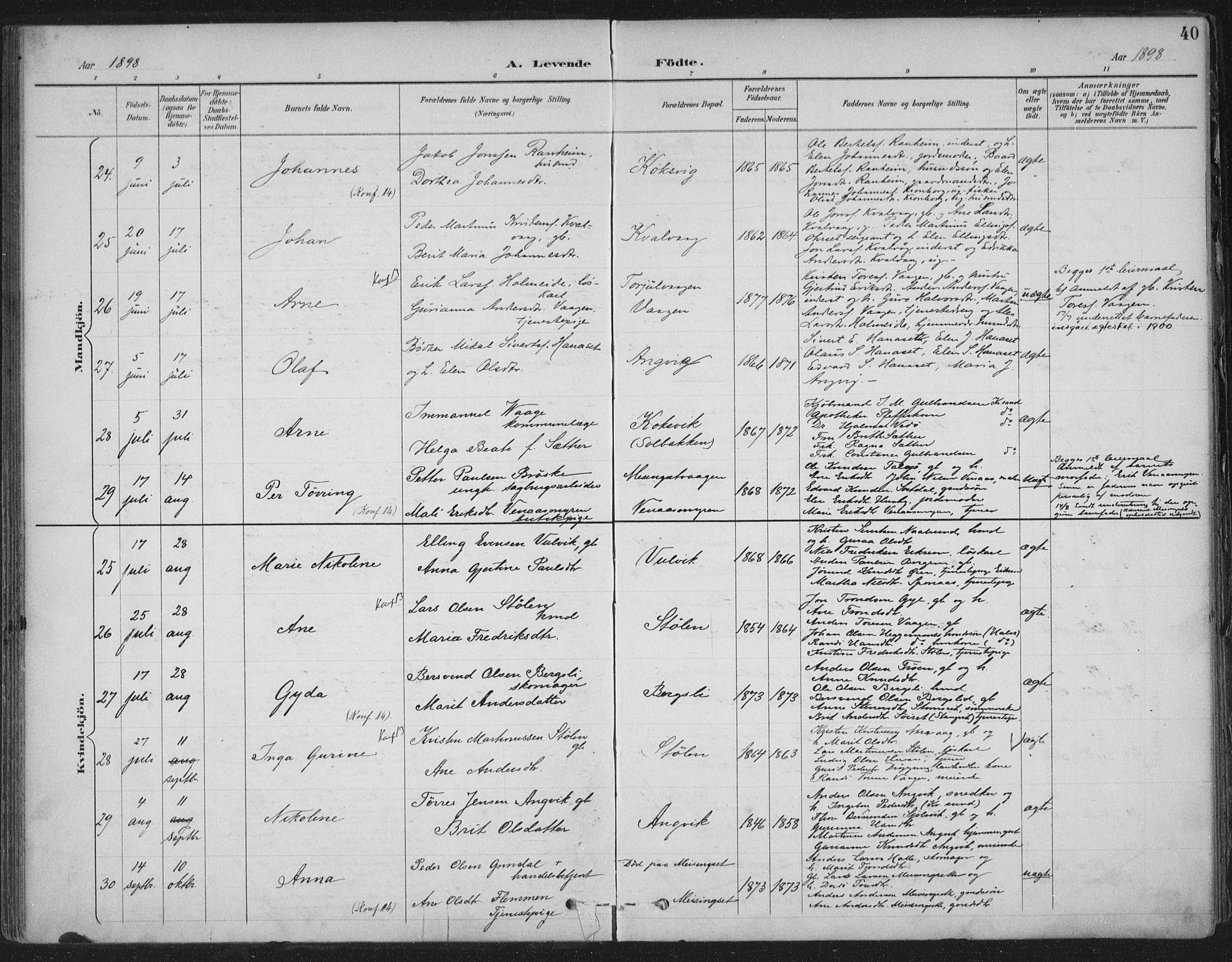 Ministerialprotokoller, klokkerbøker og fødselsregistre - Møre og Romsdal, AV/SAT-A-1454/586/L0988: Parish register (official) no. 586A14, 1893-1905, p. 40