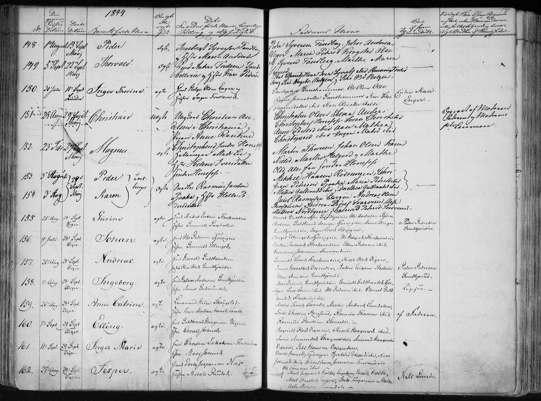 Norderhov kirkebøker, SAKO/A-237/F/Fa/L0010: Parish register (official) no. 10, 1837-1847, p. 127