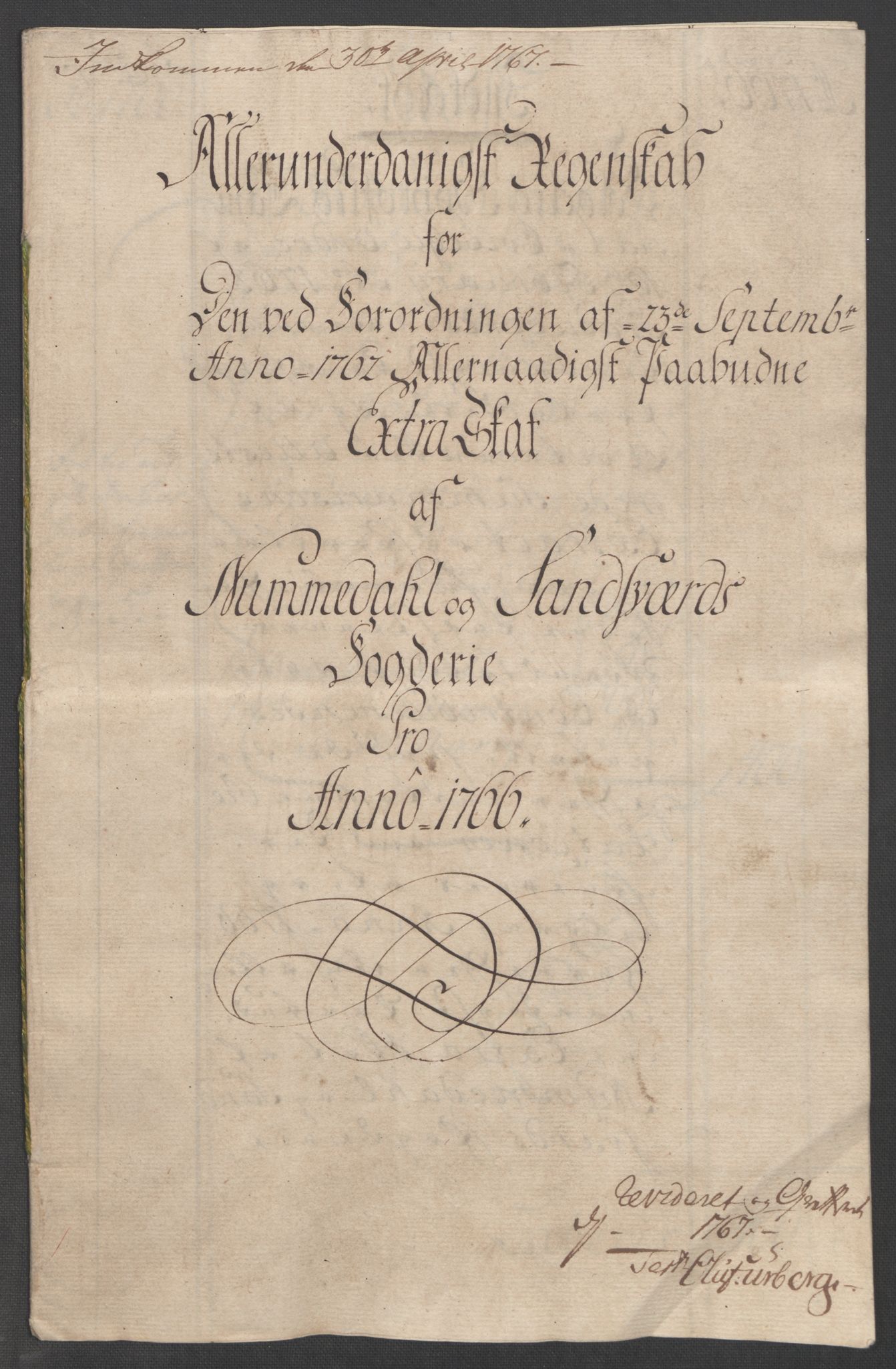 Rentekammeret inntil 1814, Reviderte regnskaper, Fogderegnskap, RA/EA-4092/R24/L1672: Ekstraskatten Numedal og Sandsvær, 1762-1767, p. 290