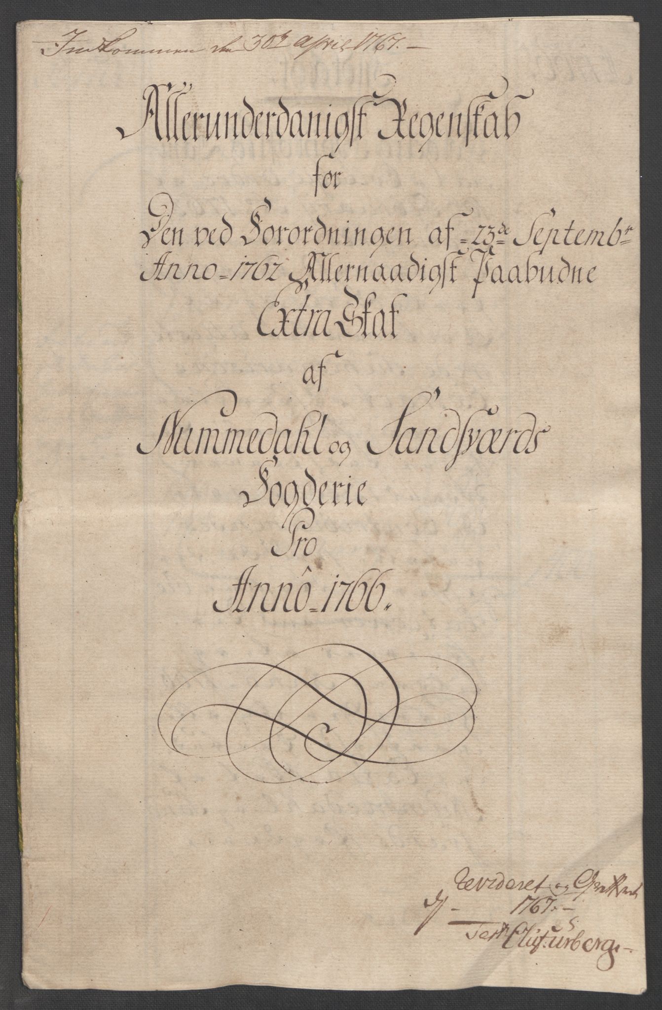 Rentekammeret inntil 1814, Reviderte regnskaper, Fogderegnskap, AV/RA-EA-4092/R24/L1672: Ekstraskatten Numedal og Sandsvær, 1762-1767, p. 290