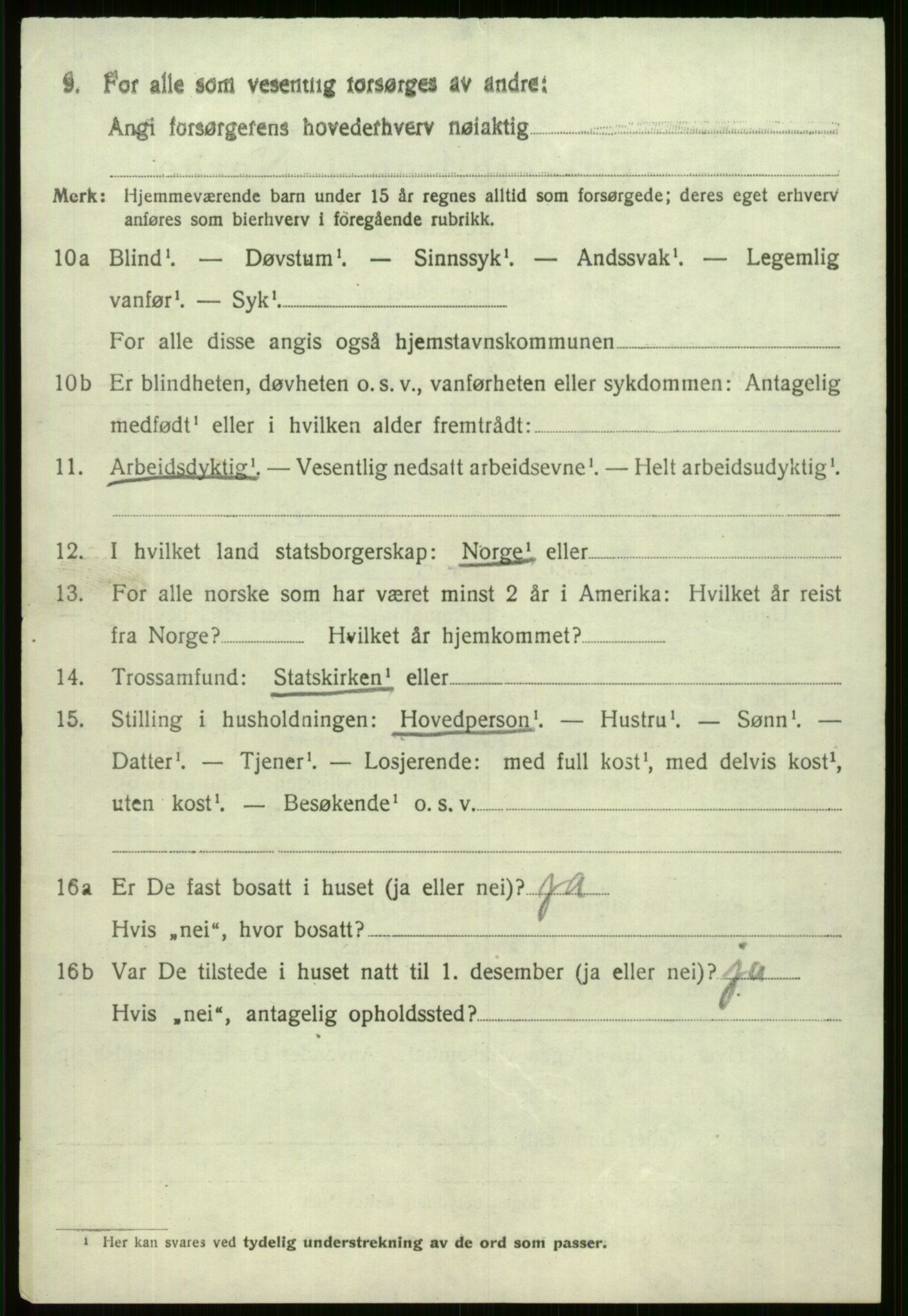 SAB, 1920 census for Voss, 1920, p. 16050