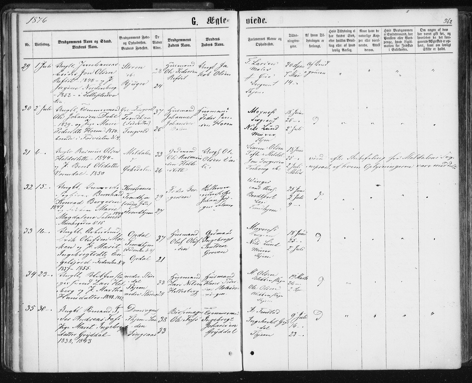 Ministerialprotokoller, klokkerbøker og fødselsregistre - Sør-Trøndelag, SAT/A-1456/601/L0055: Parish register (official) no. 601A23, 1866-1877, p. 362