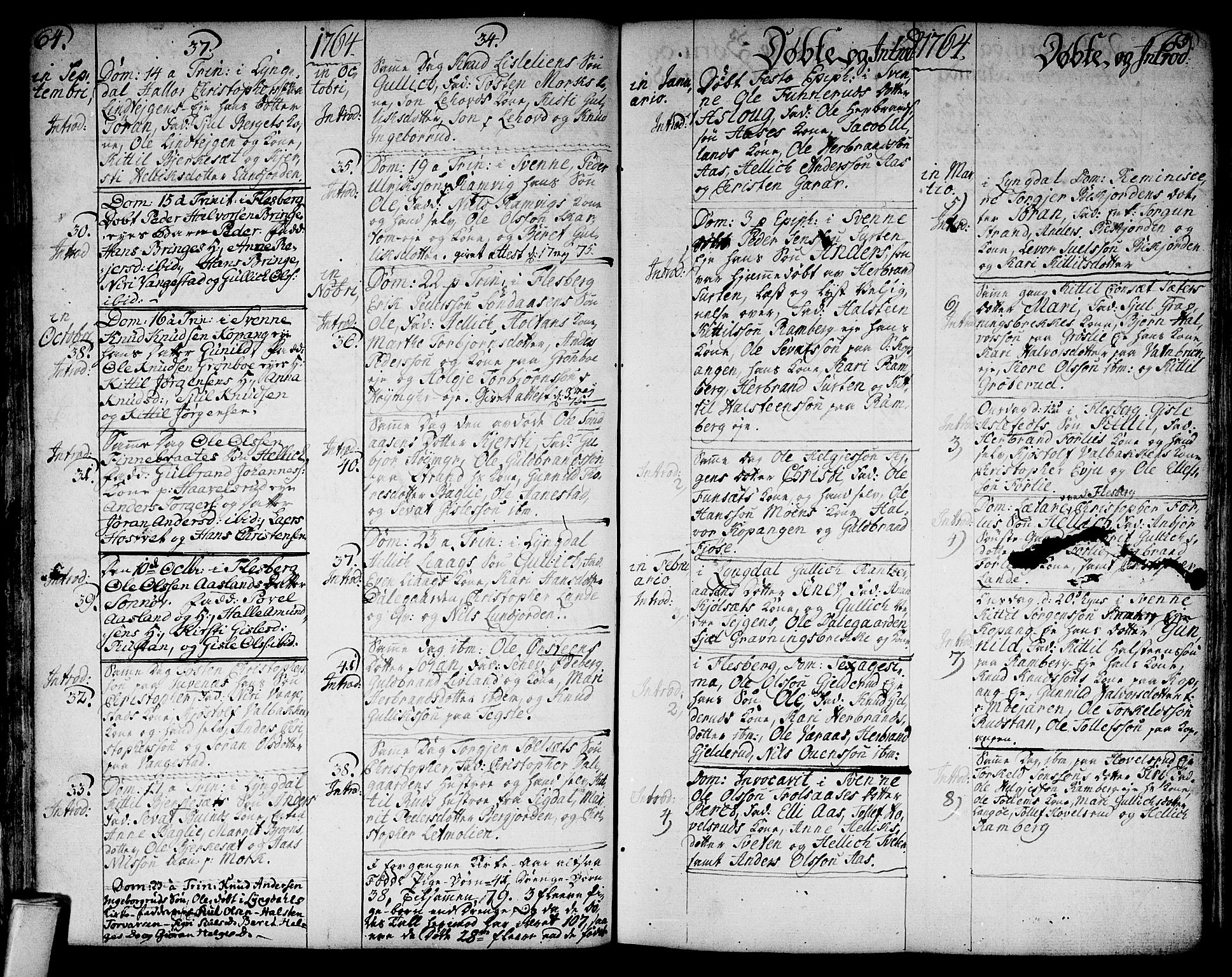 Flesberg kirkebøker, AV/SAKO-A-18/F/Fa/L0003: Parish register (official) no. I 3, 1748-1790, p. 64-65