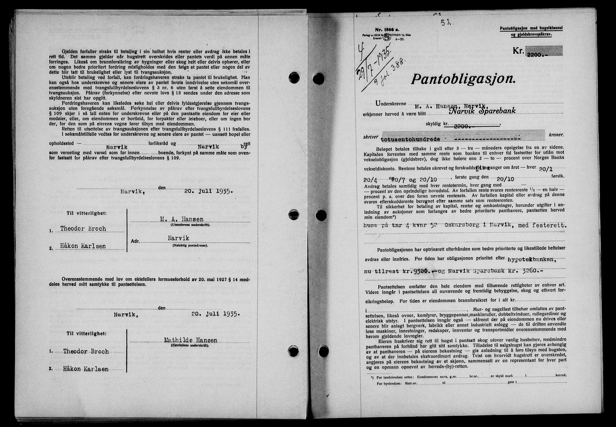 Narvik sorenskriveri, SAT/A-0002/1/2/2C/2Ca/L0011: Mortgage book no. 14, 1935-1937, Deed date: 29.07.1935