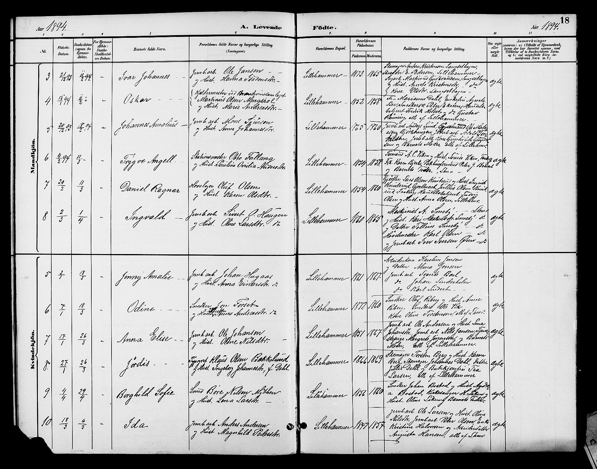 Fåberg prestekontor, SAH/PREST-086/H/Ha/Hab/L0008: Parish register (copy) no. 8, 1891-1900, p. 18