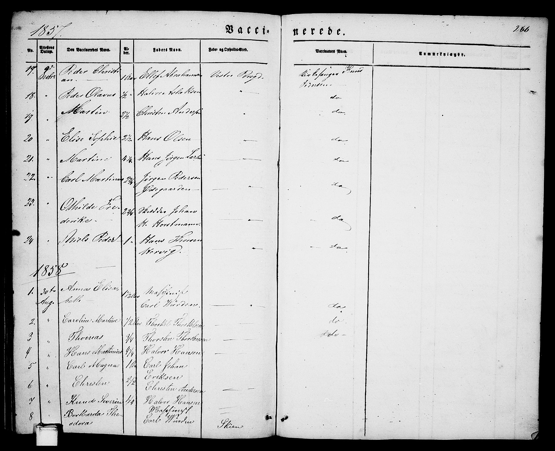 Porsgrunn kirkebøker , SAKO/A-104/G/Ga/L0002: Parish register (copy) no. I 2, 1847-1877, p. 266