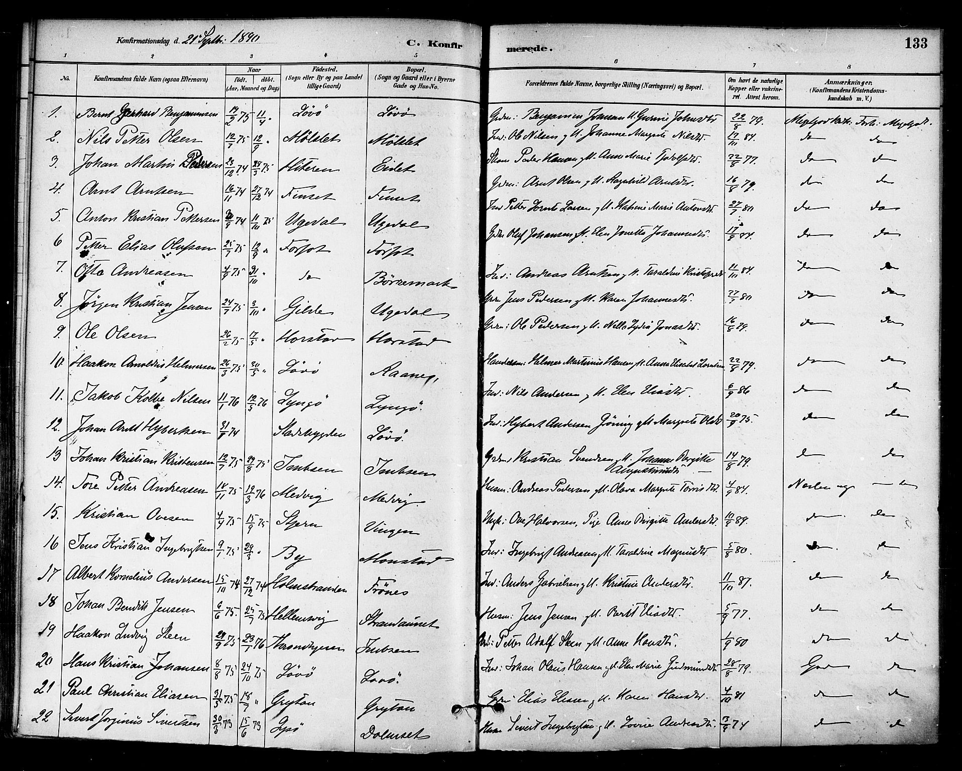 Ministerialprotokoller, klokkerbøker og fødselsregistre - Sør-Trøndelag, SAT/A-1456/655/L0680: Parish register (official) no. 655A09, 1880-1894, p. 133