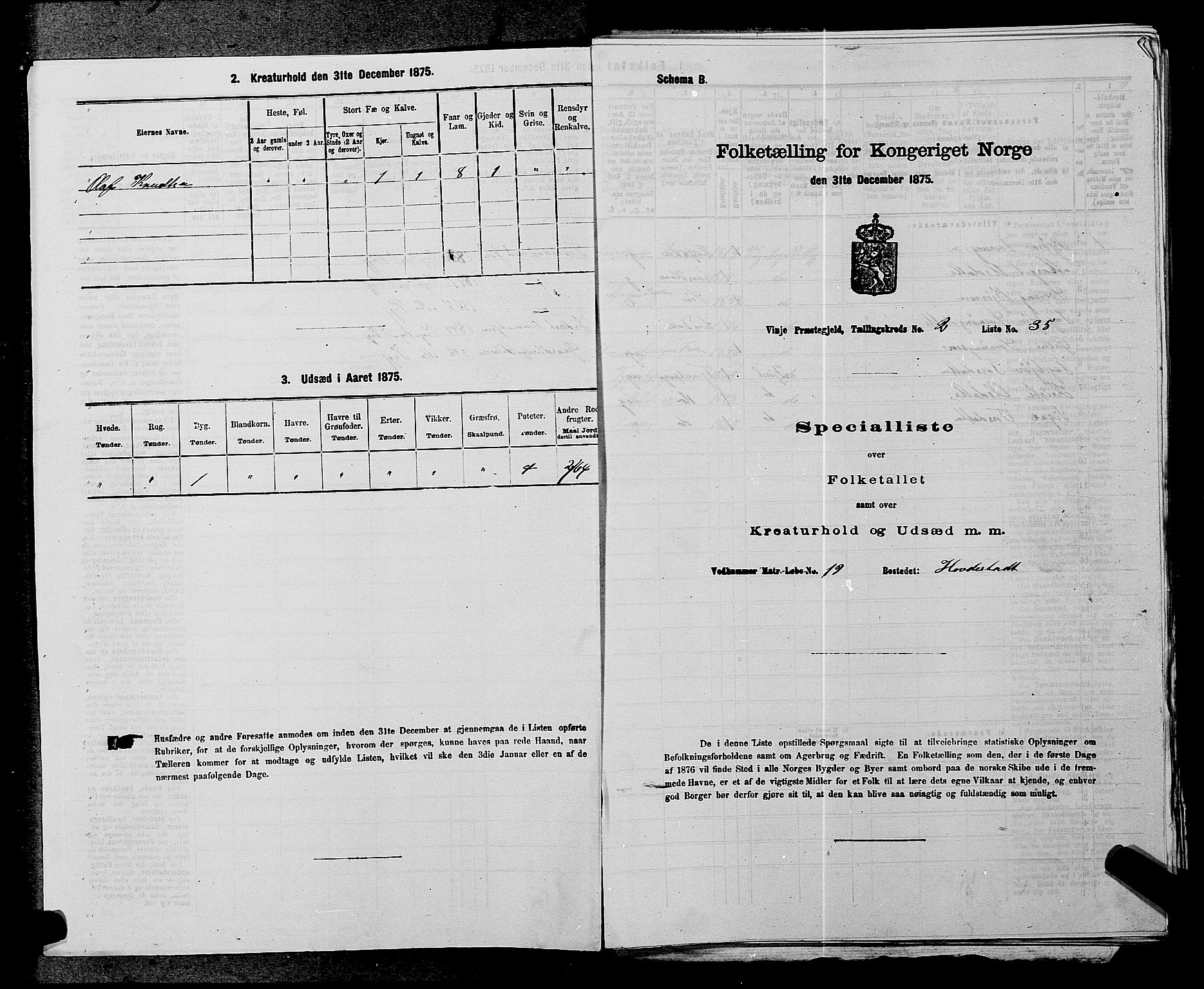 SAKO, 1875 census for 0834P Vinje, 1875, p. 149