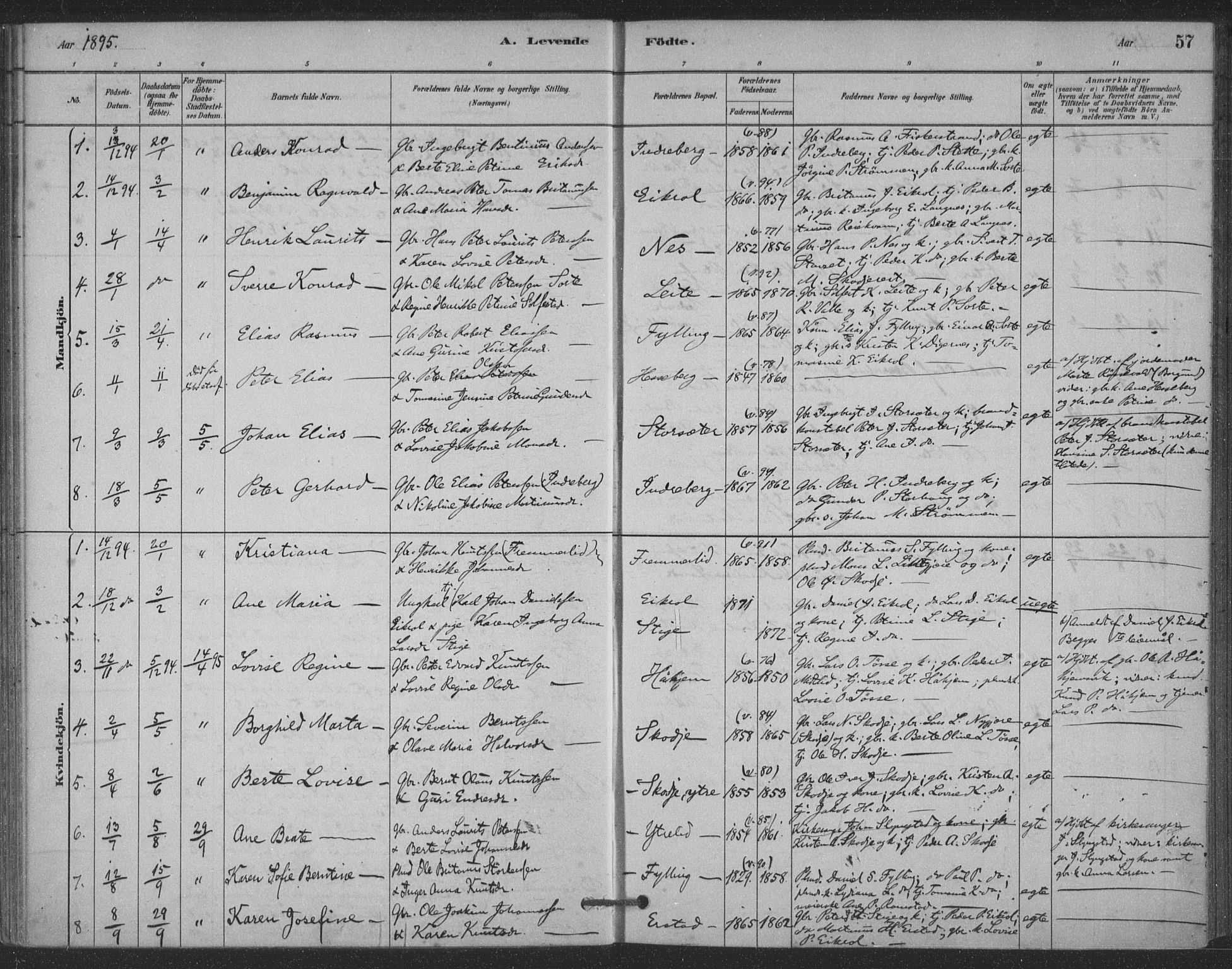 Ministerialprotokoller, klokkerbøker og fødselsregistre - Møre og Romsdal, AV/SAT-A-1454/524/L0356: Parish register (official) no. 524A08, 1880-1899, p. 57