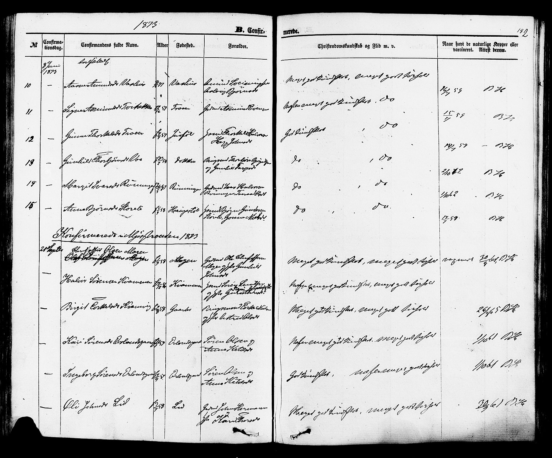 Rauland kirkebøker, AV/SAKO-A-292/F/Fa/L0003: Parish register (official) no. I 3, 1859-1886, p. 182