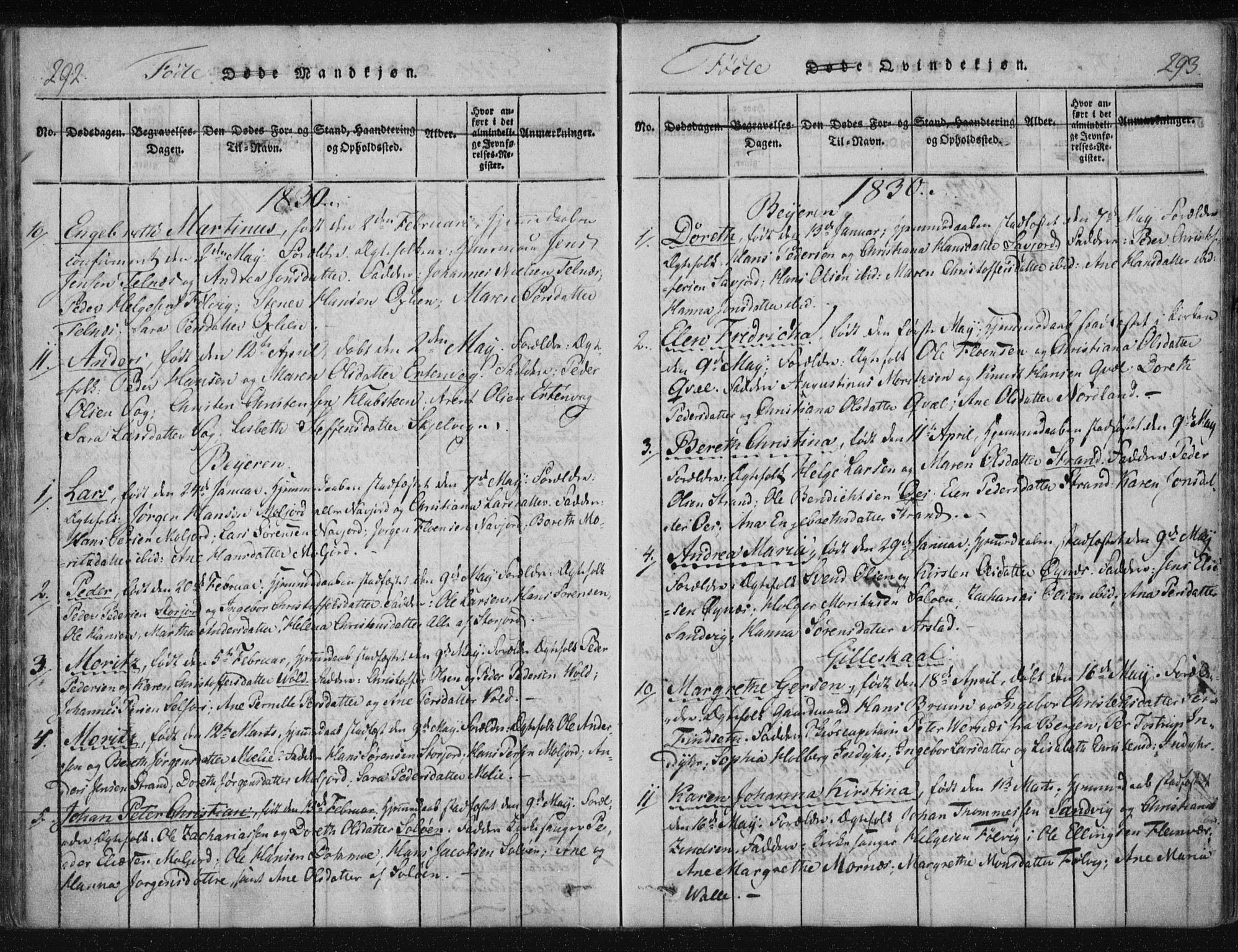 Ministerialprotokoller, klokkerbøker og fødselsregistre - Nordland, SAT/A-1459/805/L0096: Parish register (official) no. 805A03, 1820-1837, p. 292-293