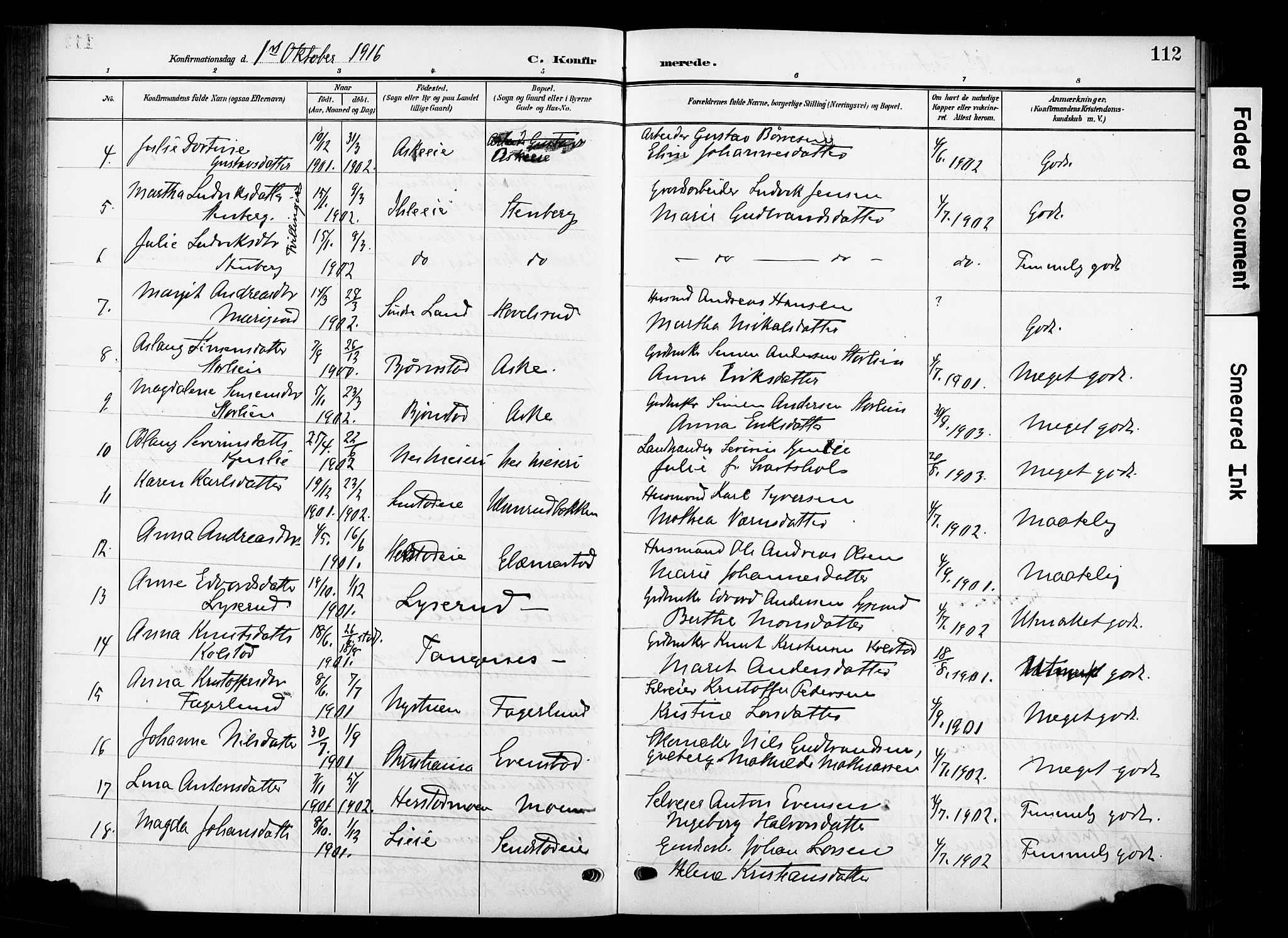 Nes prestekontor, Hedmark, SAH/PREST-020/K/Ka/L0013: Parish register (official) no. 13, 1906-1924, p. 112