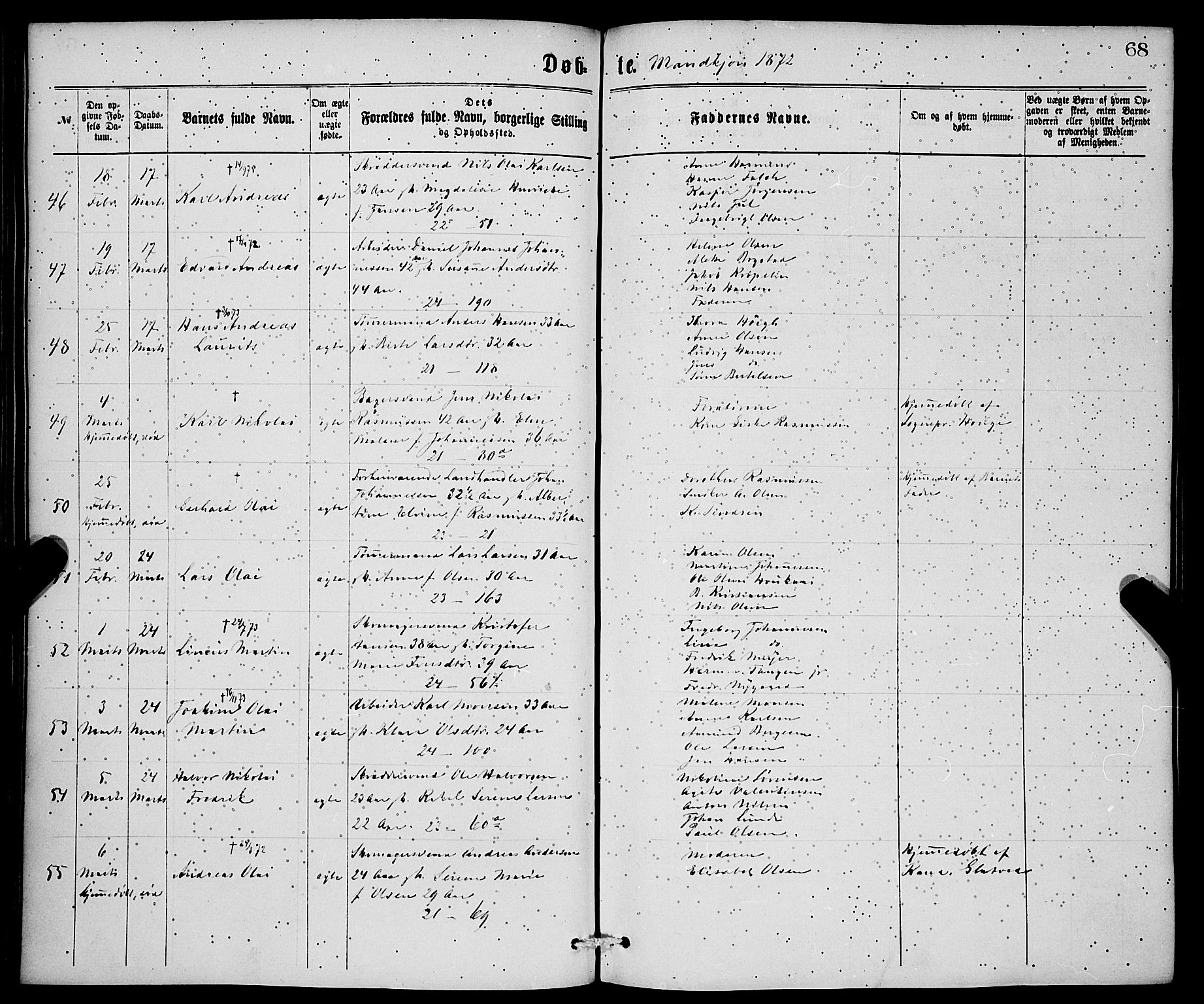 Korskirken sokneprestembete, AV/SAB-A-76101/H/Hab: Parish register (copy) no. B 6, 1869-1874, p. 68