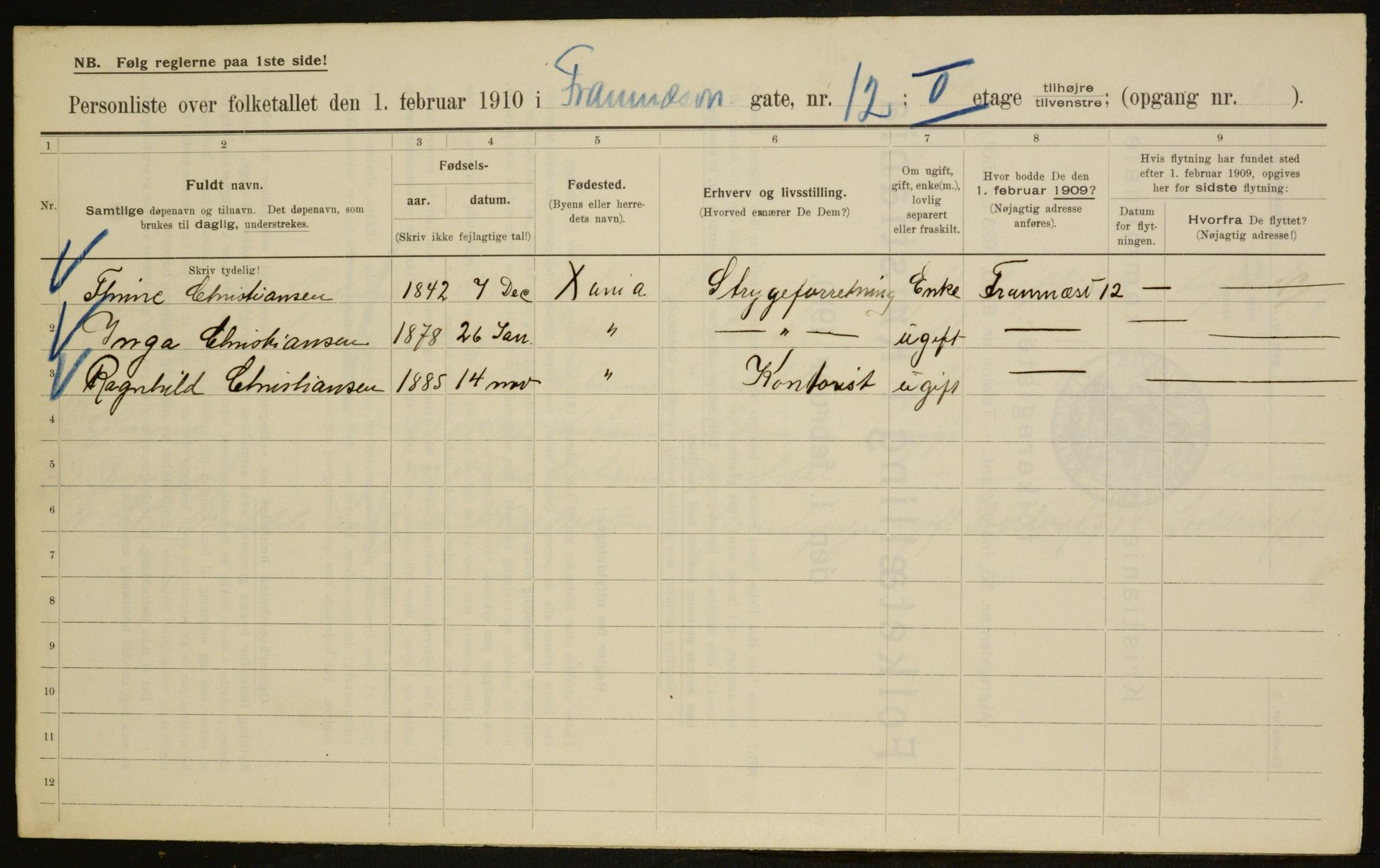 OBA, Municipal Census 1910 for Kristiania, 1910, p. 23974