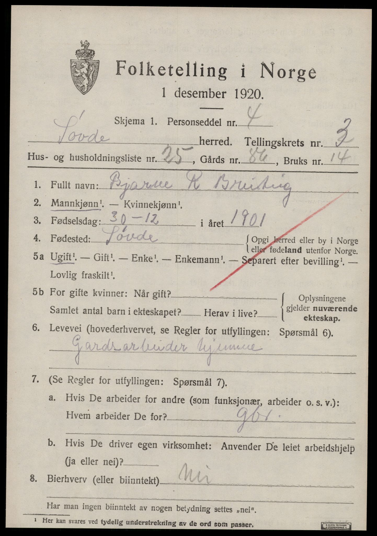 SAT, 1920 census for Syvde, 1920, p. 1336