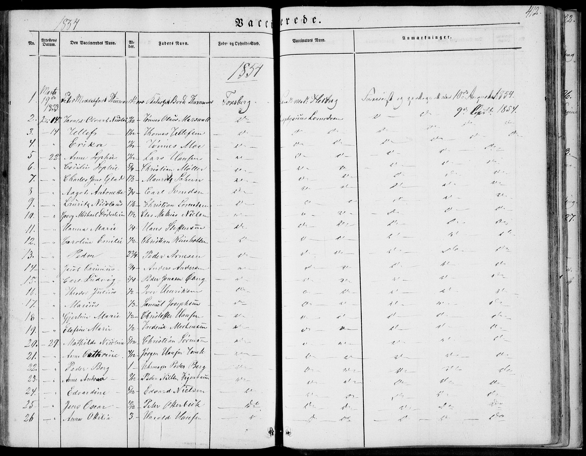 Tønsberg kirkebøker, AV/SAKO-A-330/F/Fa/L0007: Parish register (official) no. I 7, 1845-1854, p. 412