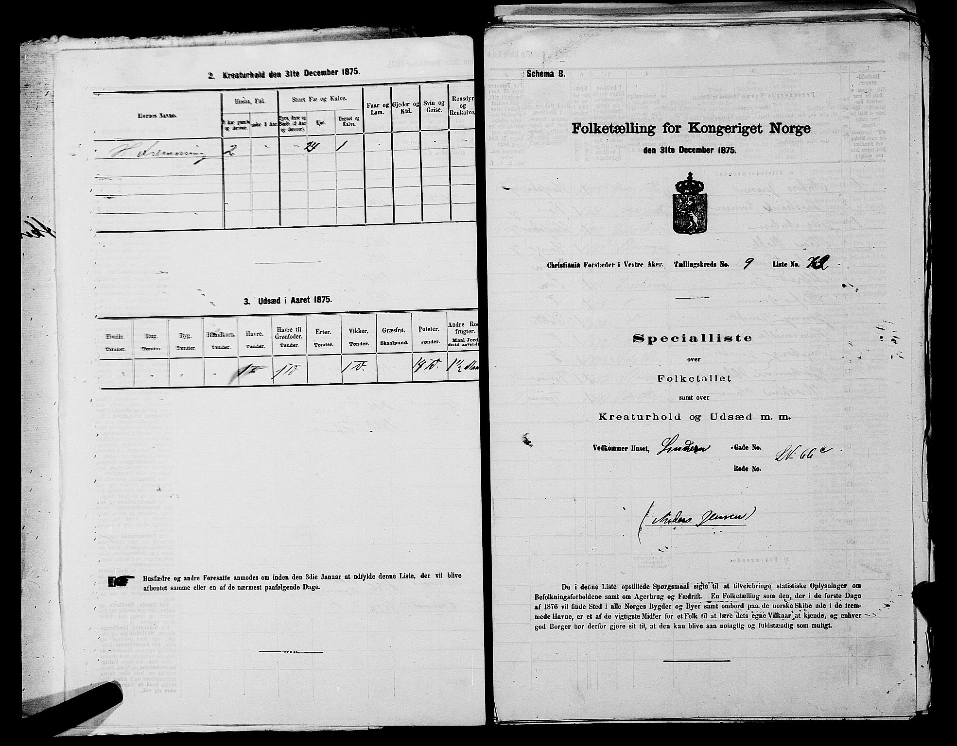 RA, 1875 census for 0218aP Vestre Aker, 1875, p. 1511