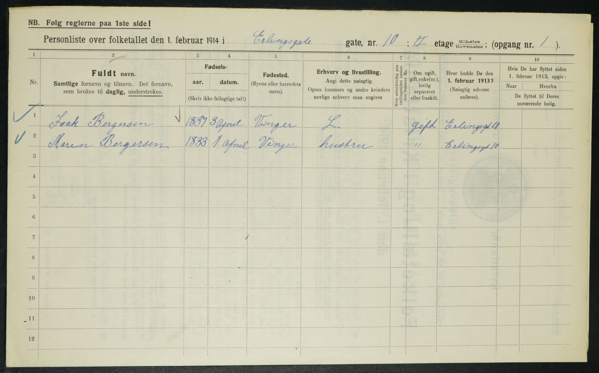 OBA, Municipal Census 1914 for Kristiania, 1914, p. 22172