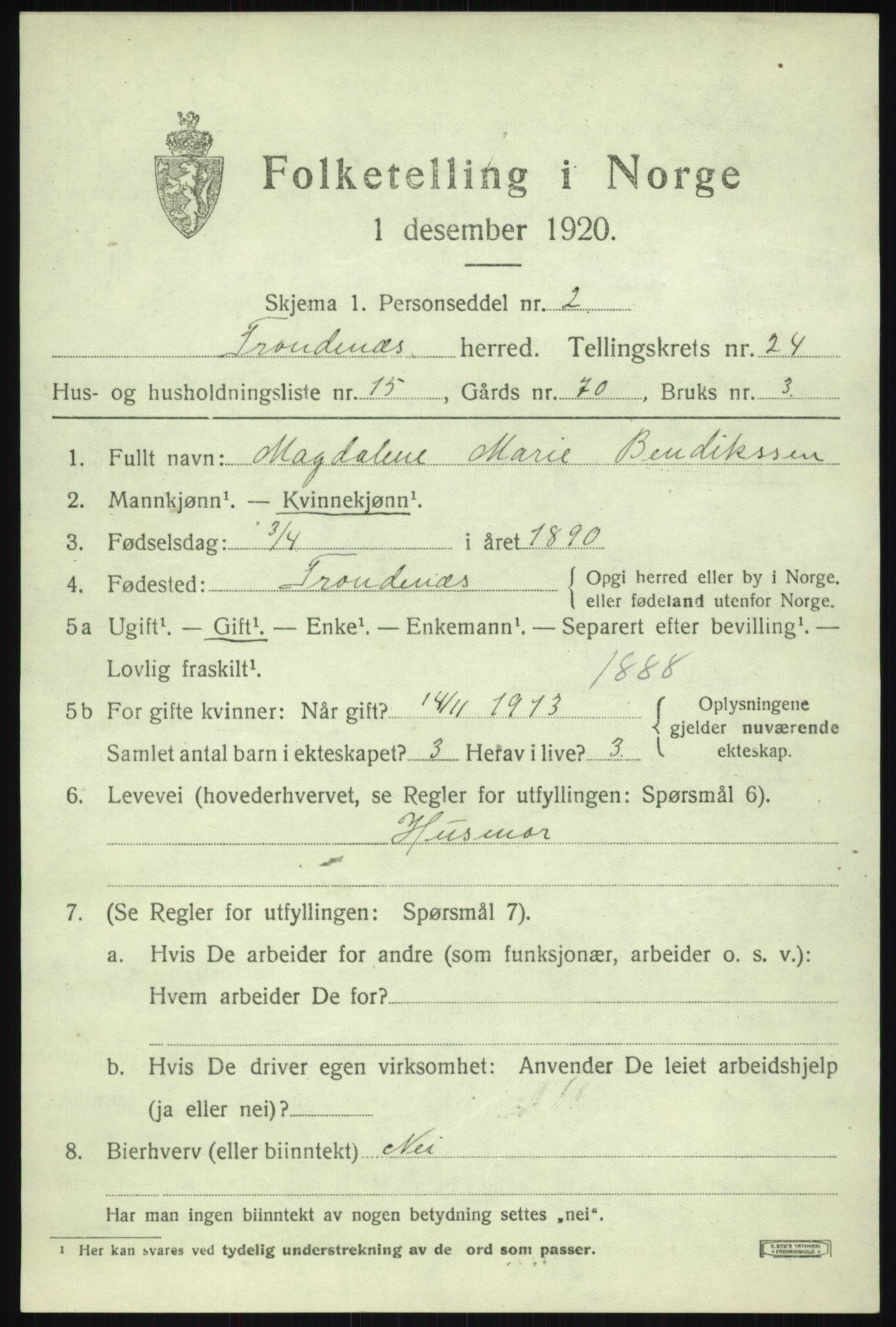 SATØ, 1920 census for Trondenes, 1920, p. 18128