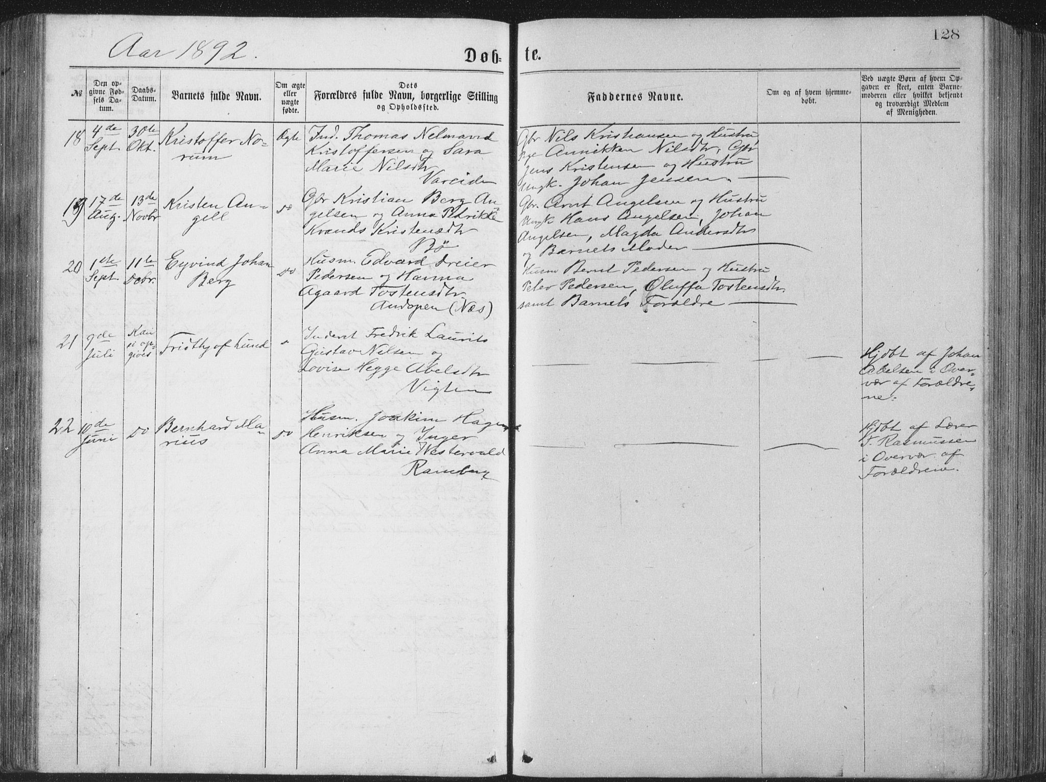 Ministerialprotokoller, klokkerbøker og fødselsregistre - Nordland, AV/SAT-A-1459/885/L1213: Parish register (copy) no. 885C02, 1874-1892, p. 128