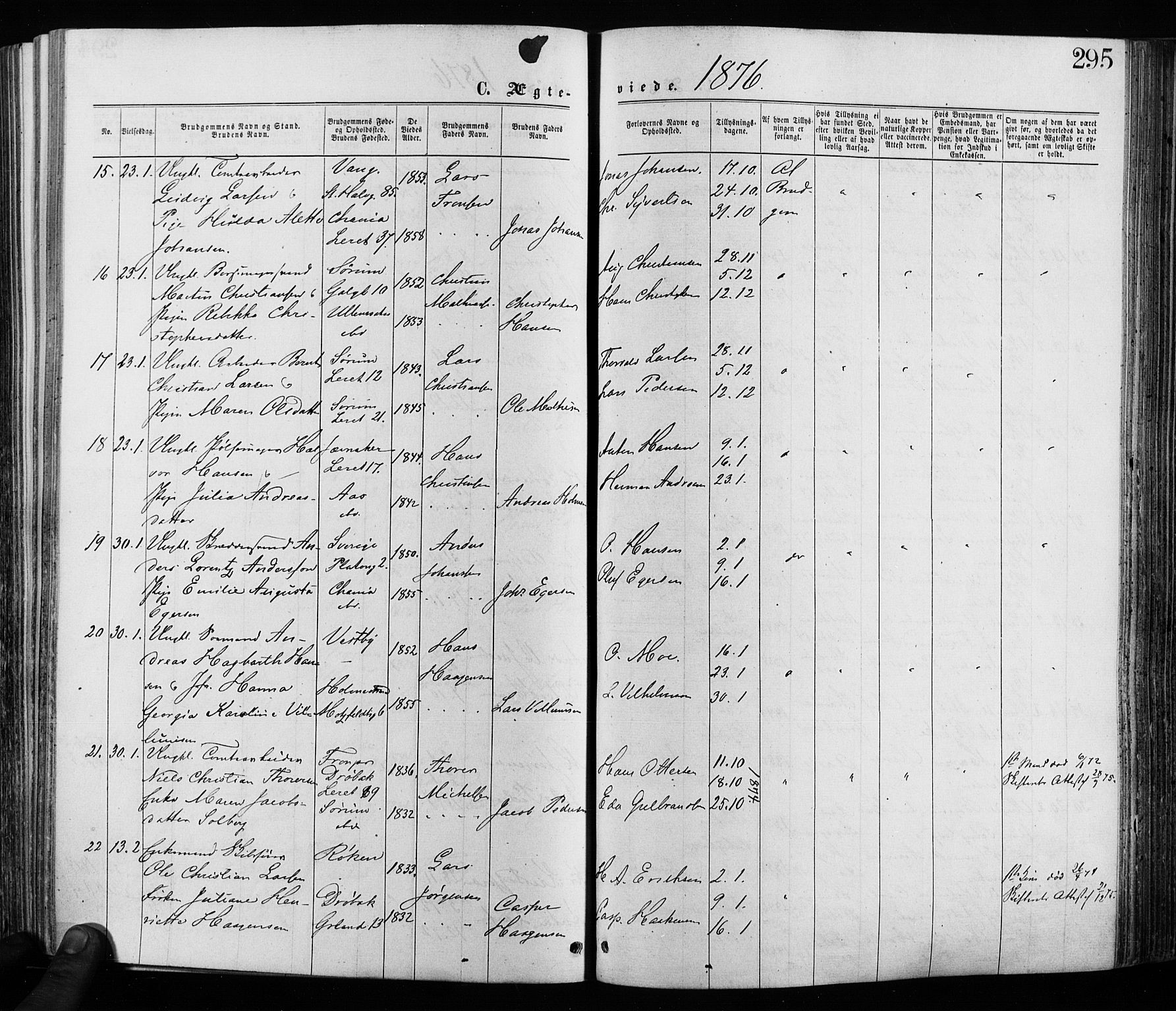 Grønland prestekontor Kirkebøker, AV/SAO-A-10848/F/Fa/L0005: Parish register (official) no. 5, 1869-1880, p. 295