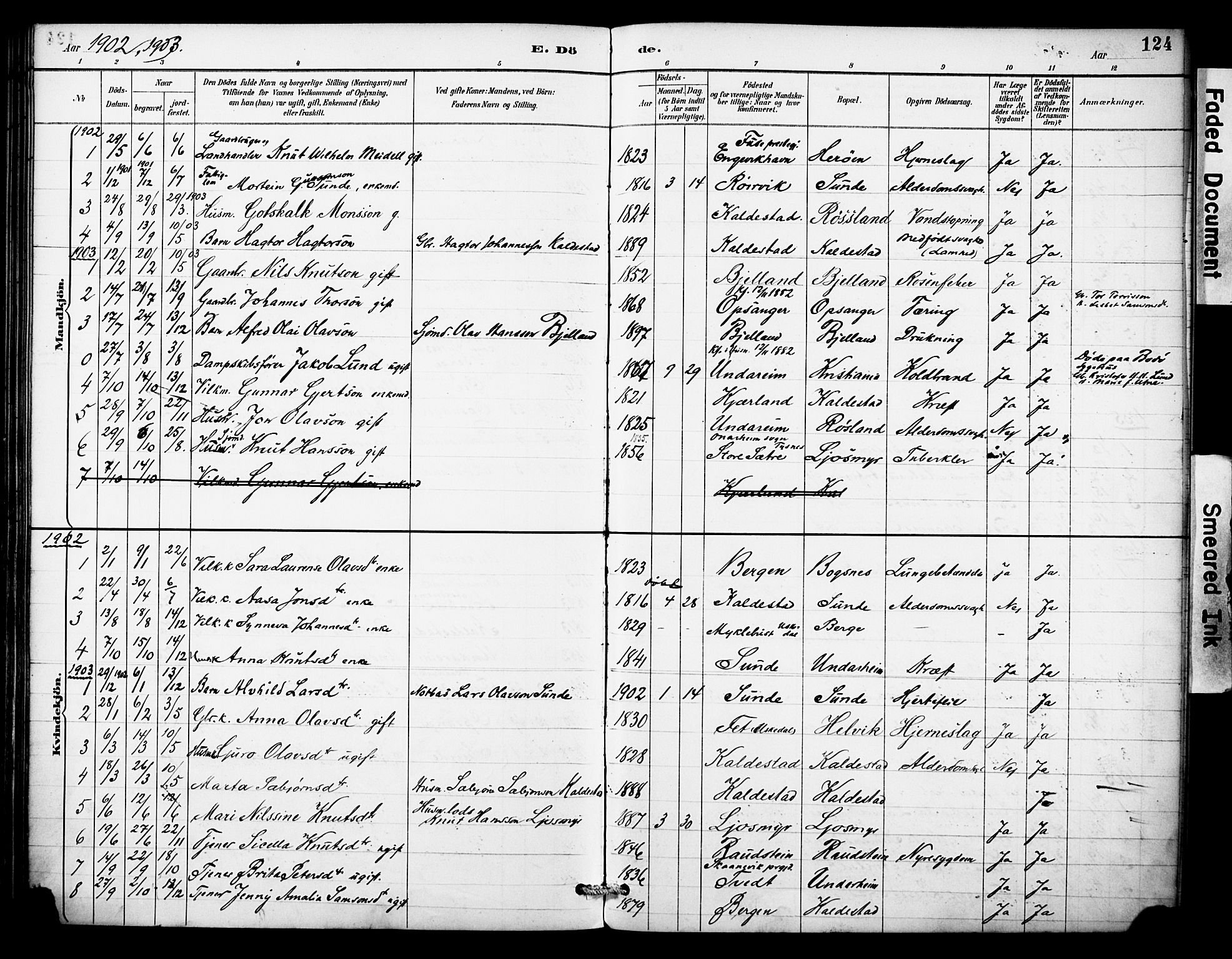 Kvinnherad sokneprestembete, AV/SAB-A-76401/H/Haa: Parish register (official) no. D 1, 1887-1910, p. 124