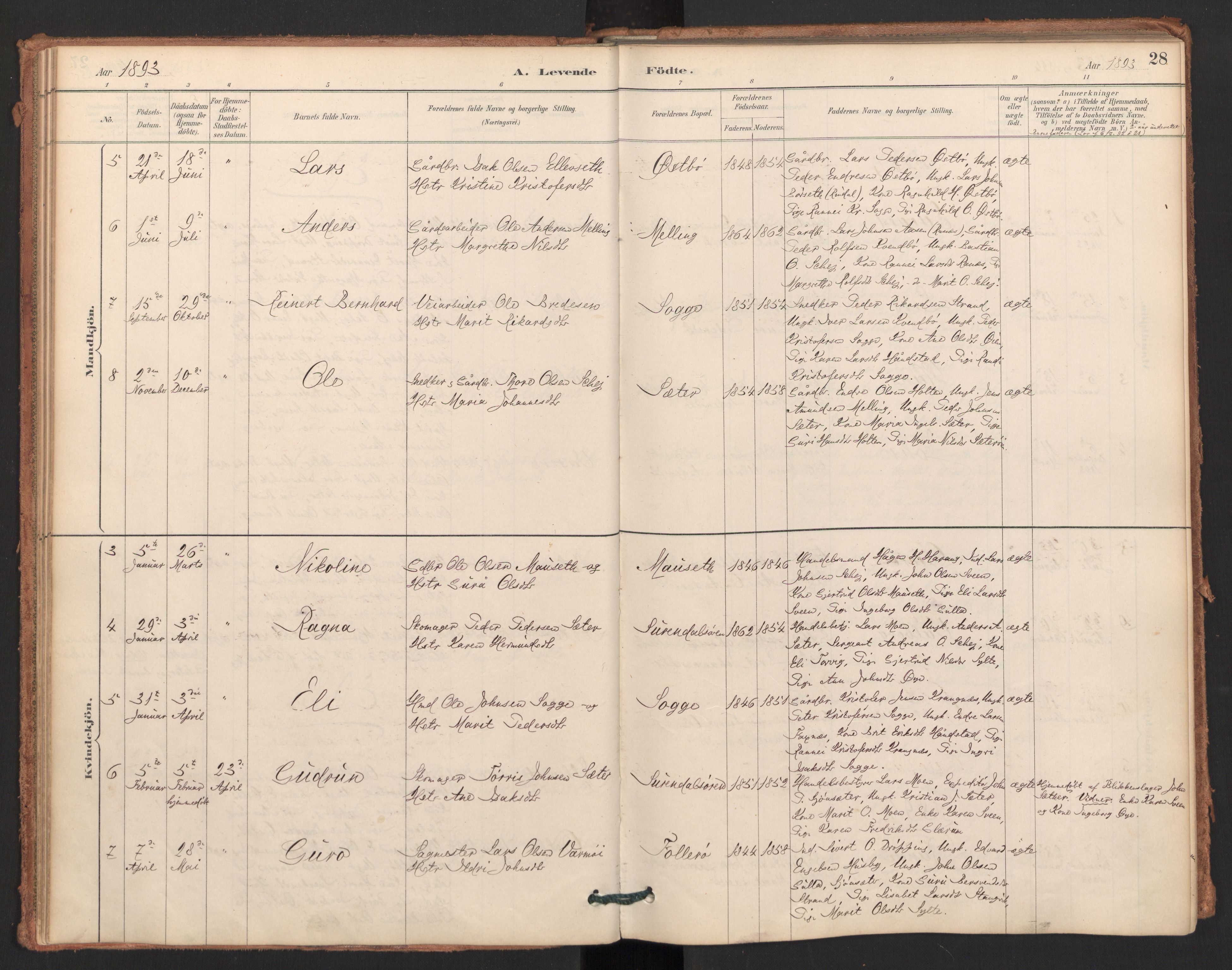 Ministerialprotokoller, klokkerbøker og fødselsregistre - Møre og Romsdal, AV/SAT-A-1454/596/L1056: Parish register (official) no. 596A01, 1885-1900, p. 28