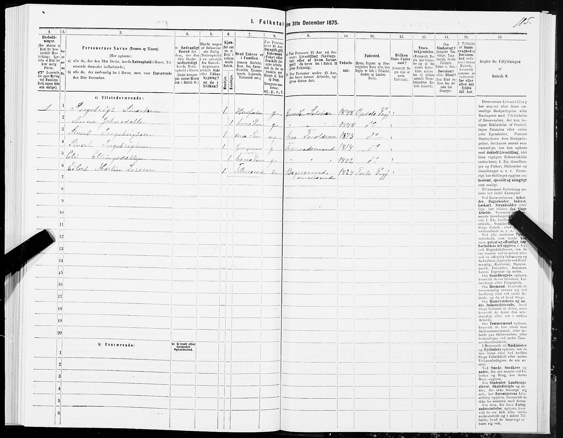 SAT, 1875 census for 1634P Oppdal, 1875, p. 3185
