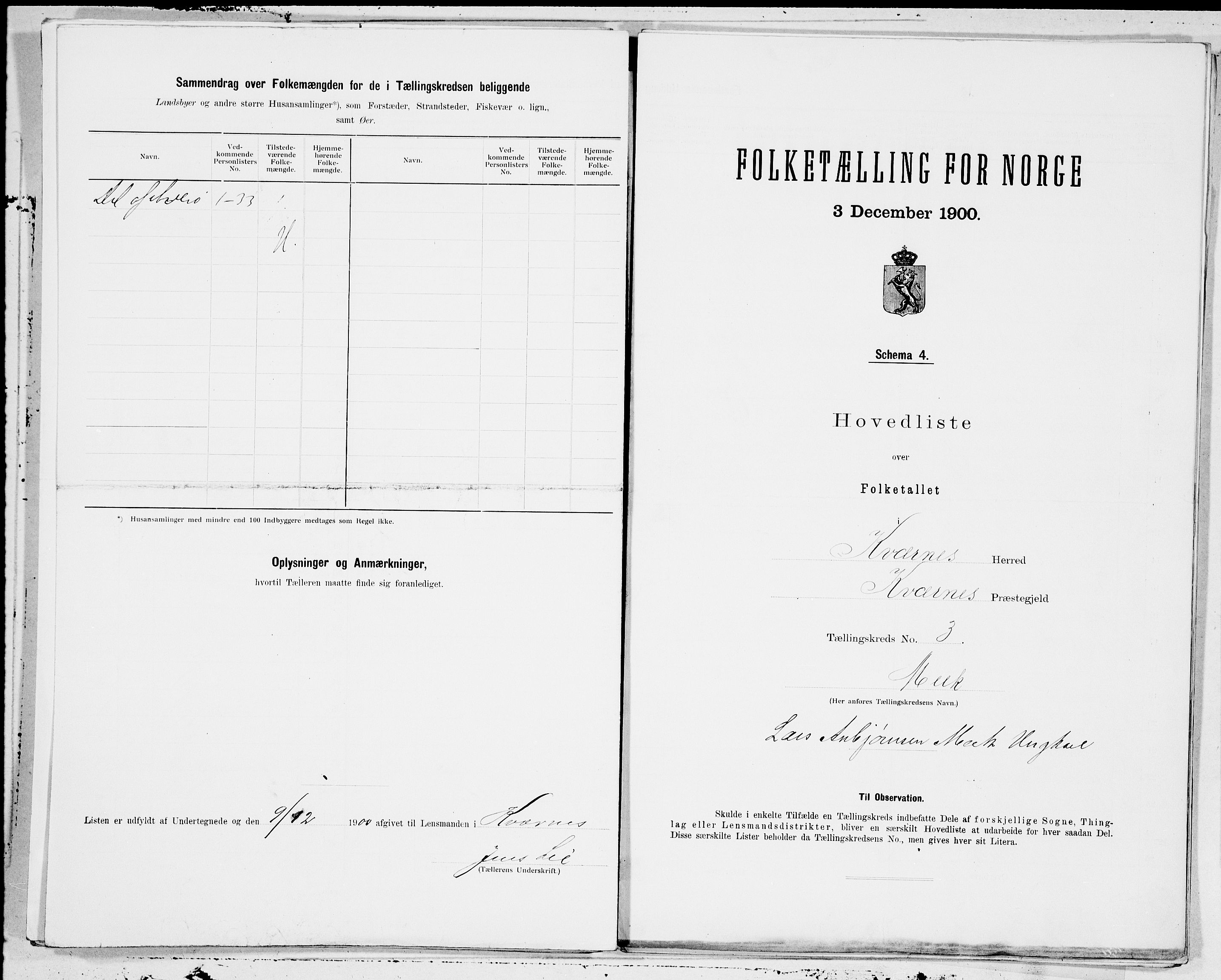 SAT, 1900 census for Kvernes, 1900, p. 6