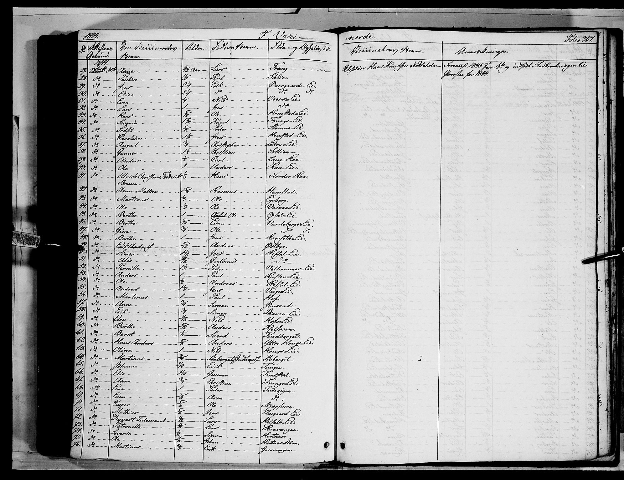 Stange prestekontor, SAH/PREST-002/K/L0010: Parish register (official) no. 10, 1835-1845, p. 357