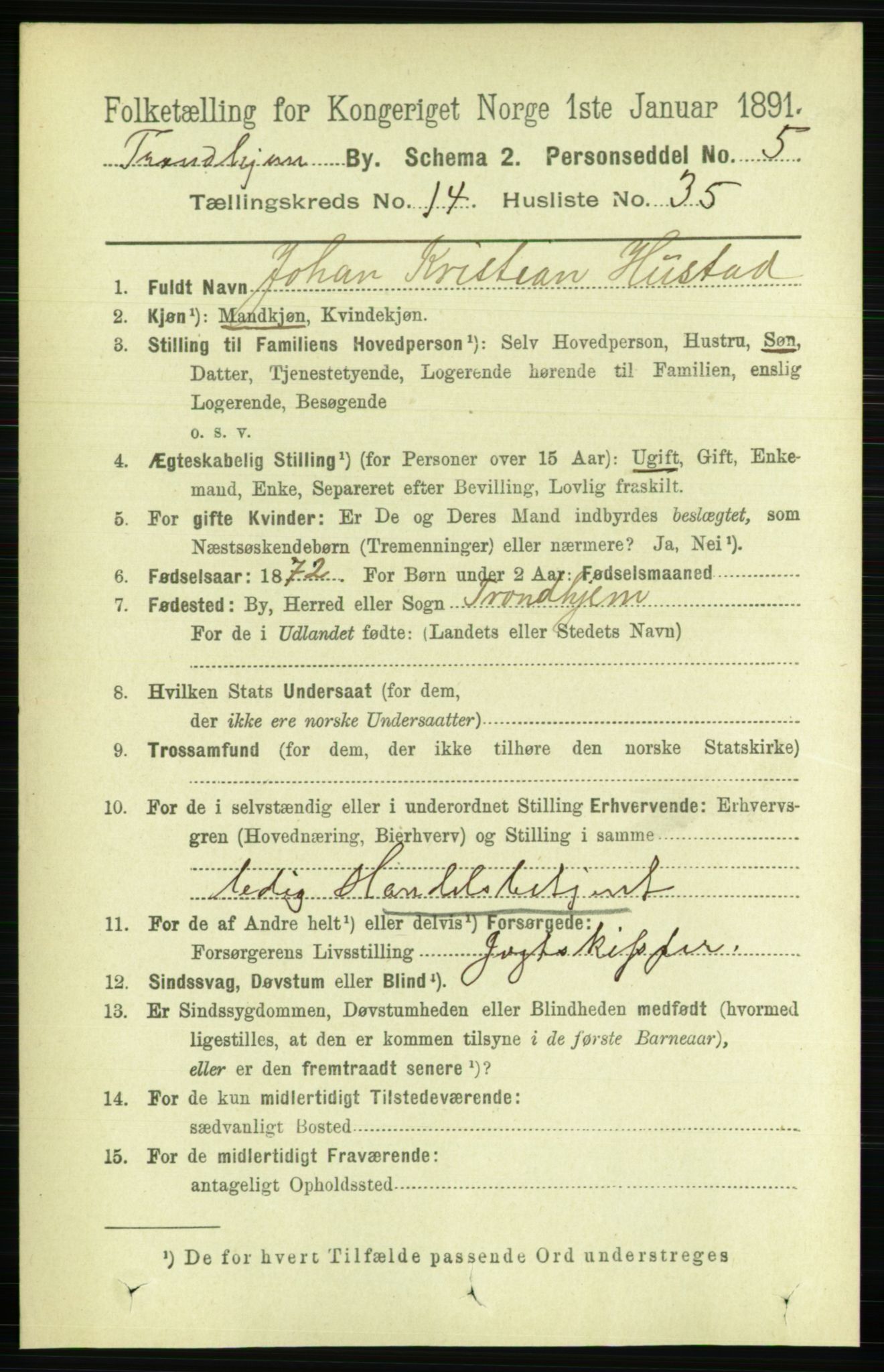 RA, 1891 census for 1601 Trondheim, 1891, p. 11444