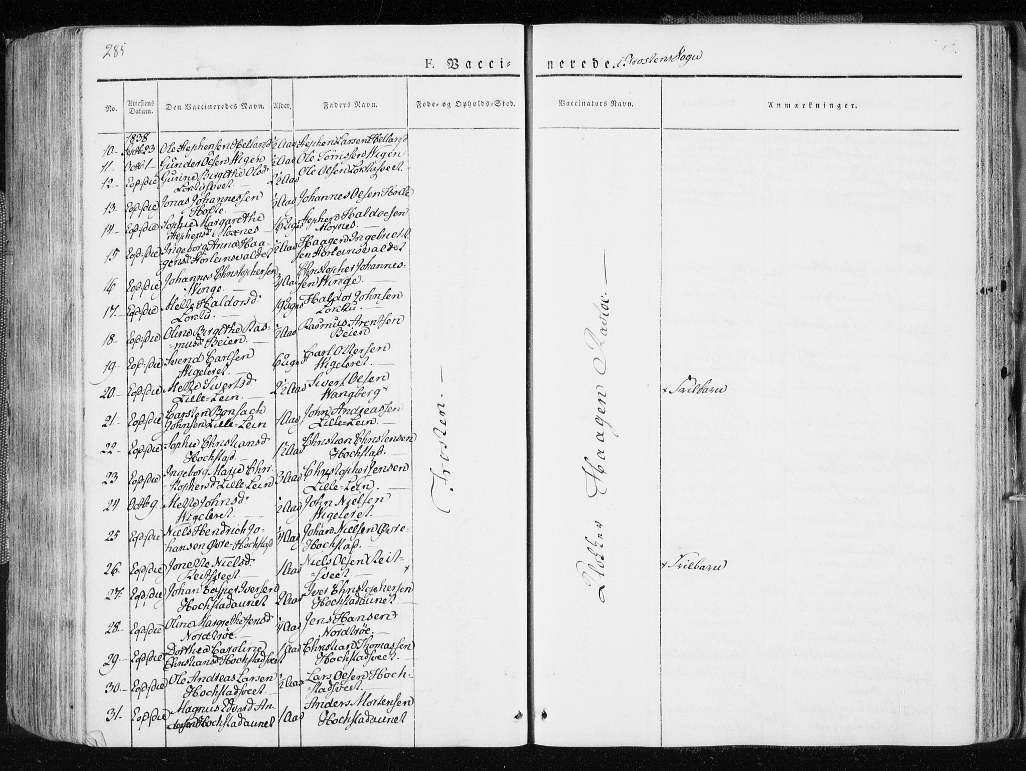 Ministerialprotokoller, klokkerbøker og fødselsregistre - Nord-Trøndelag, SAT/A-1458/713/L0114: Parish register (official) no. 713A05, 1827-1839, p. 285