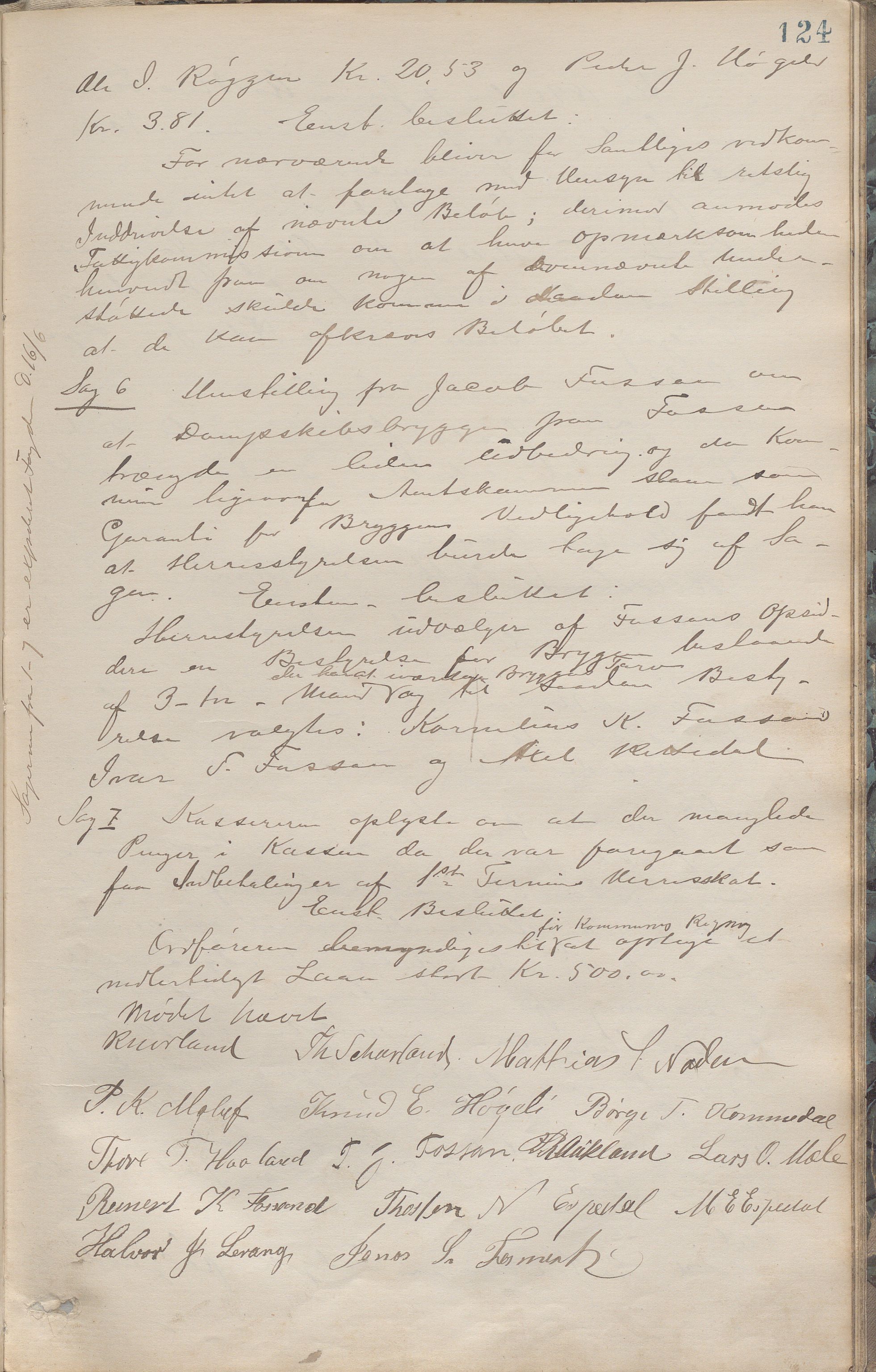 Forsand kommune - Formannskapet / Rådmannskontoret, IKAR/K-101601/A/Aa/Aaa/L0001: Møtebok, 1878-1893, p. 124a