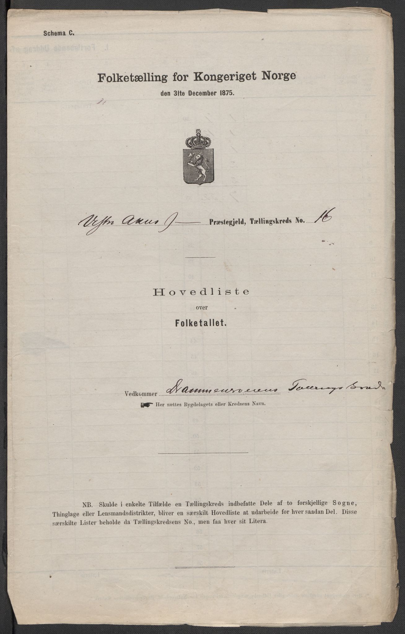 RA, 1875 census for 0218aP Vestre Aker, 1875, p. 91