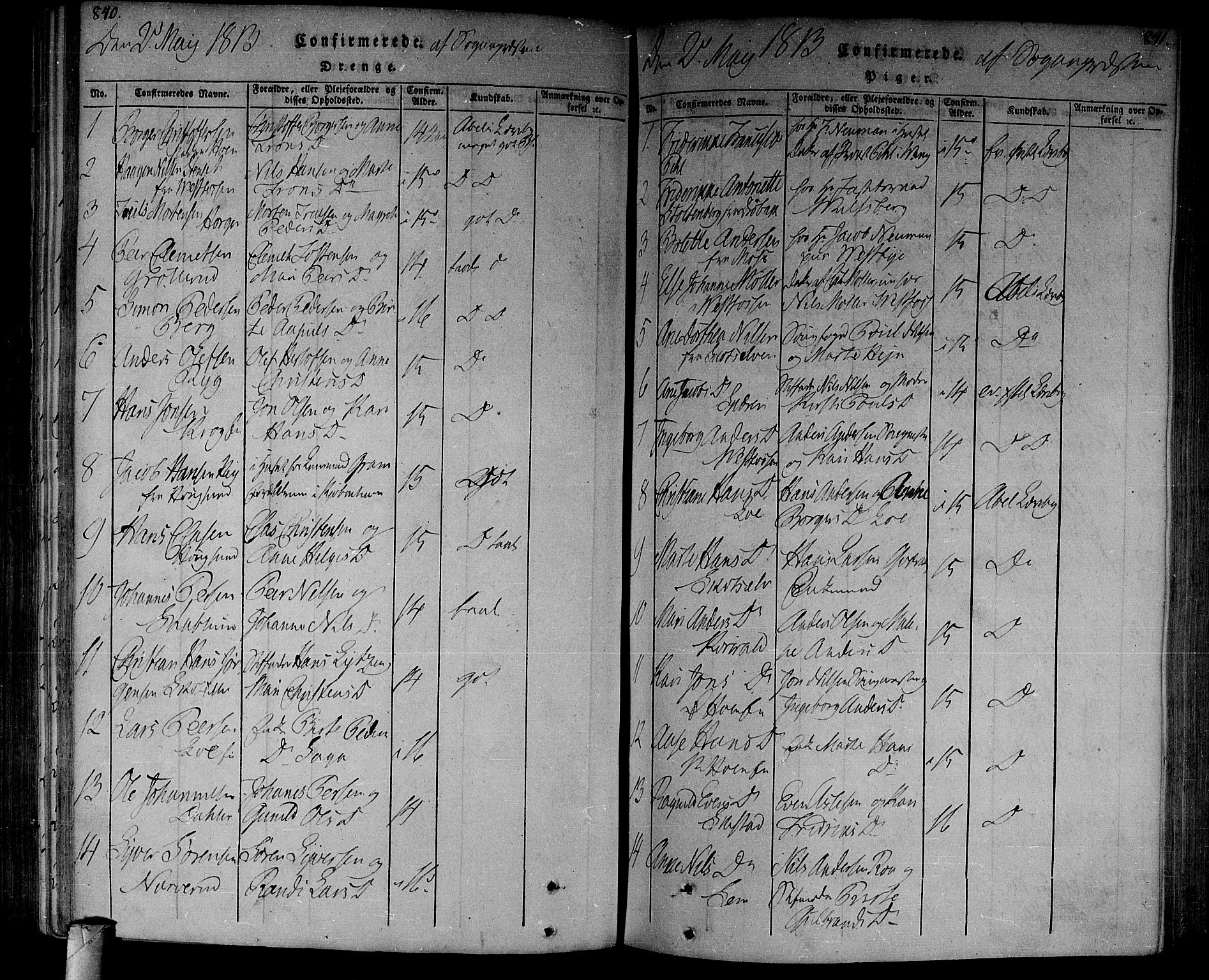 Eiker kirkebøker, AV/SAKO-A-4/F/Fa/L0010: Parish register (official) no. I 10, 1806-1815, p. 840-841