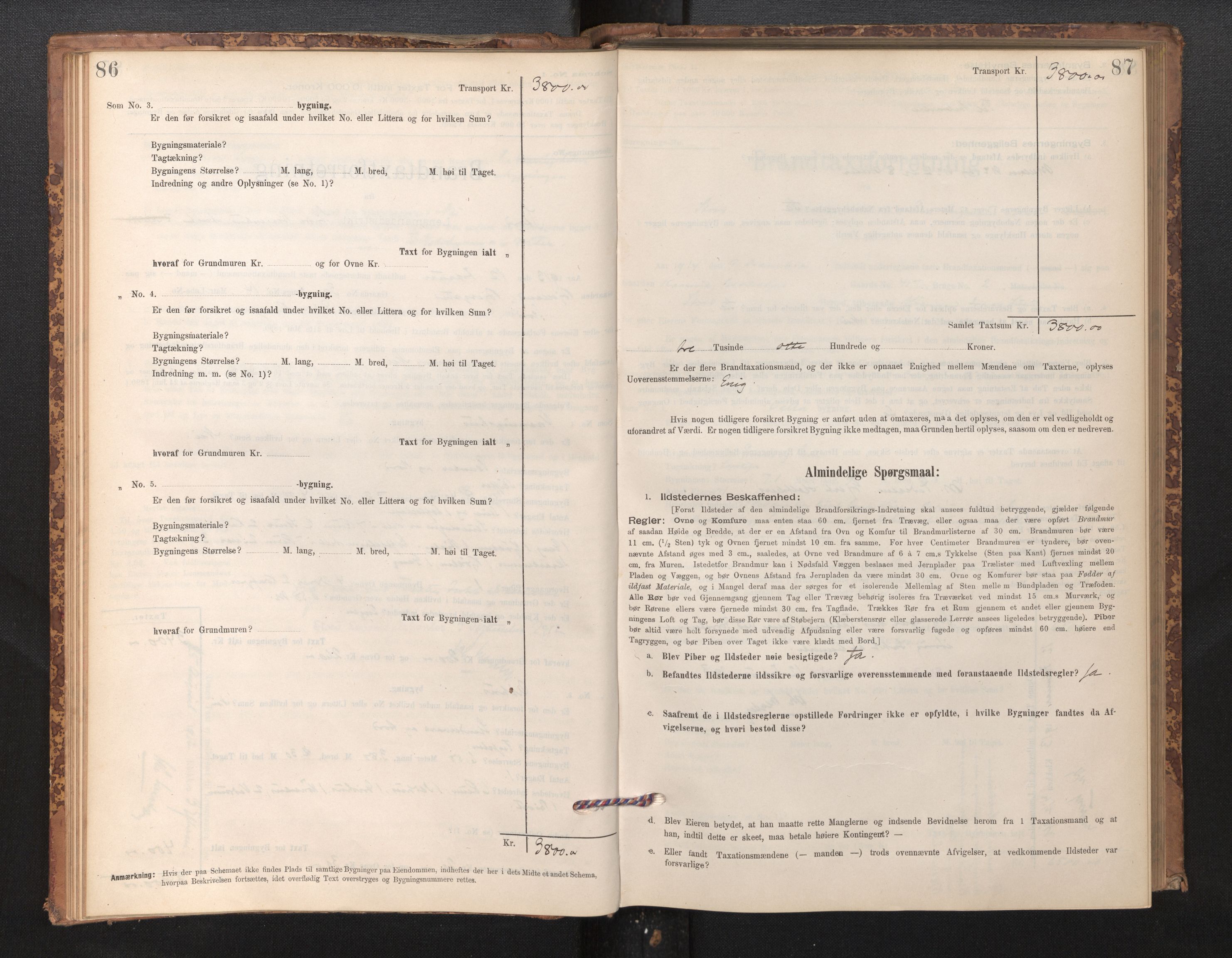 Lensmannen i Stord, SAB/A-35001/0012/L0002: Branntakstprotokoll, skjematakst, 1897-1922, p. 86-87