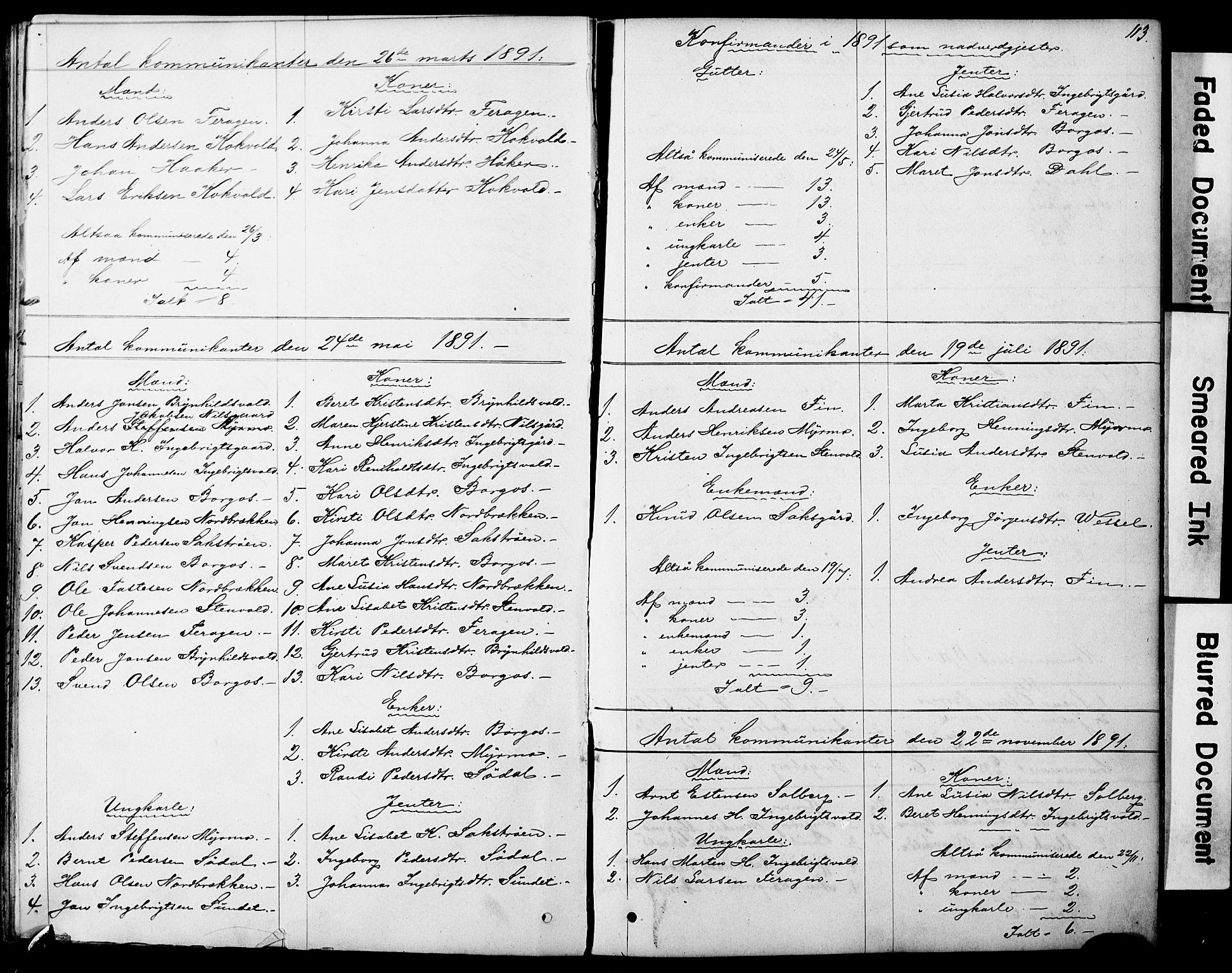 Ministerialprotokoller, klokkerbøker og fødselsregistre - Sør-Trøndelag, SAT/A-1456/683/L0949: Parish register (copy) no. 683C01, 1880-1896, p. 113