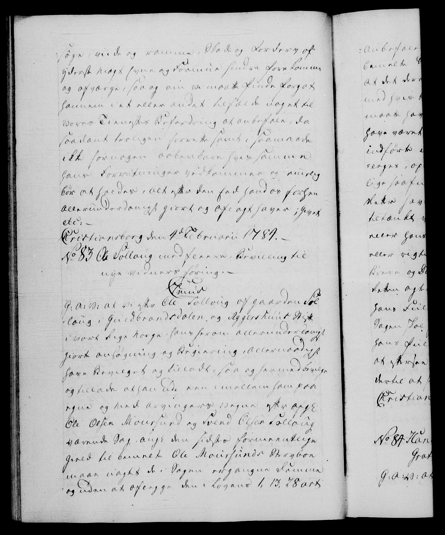 Danske Kanselli 1572-1799, AV/RA-EA-3023/F/Fc/Fca/Fcaa/L0050: Norske registre, 1784-1785, p. 54b