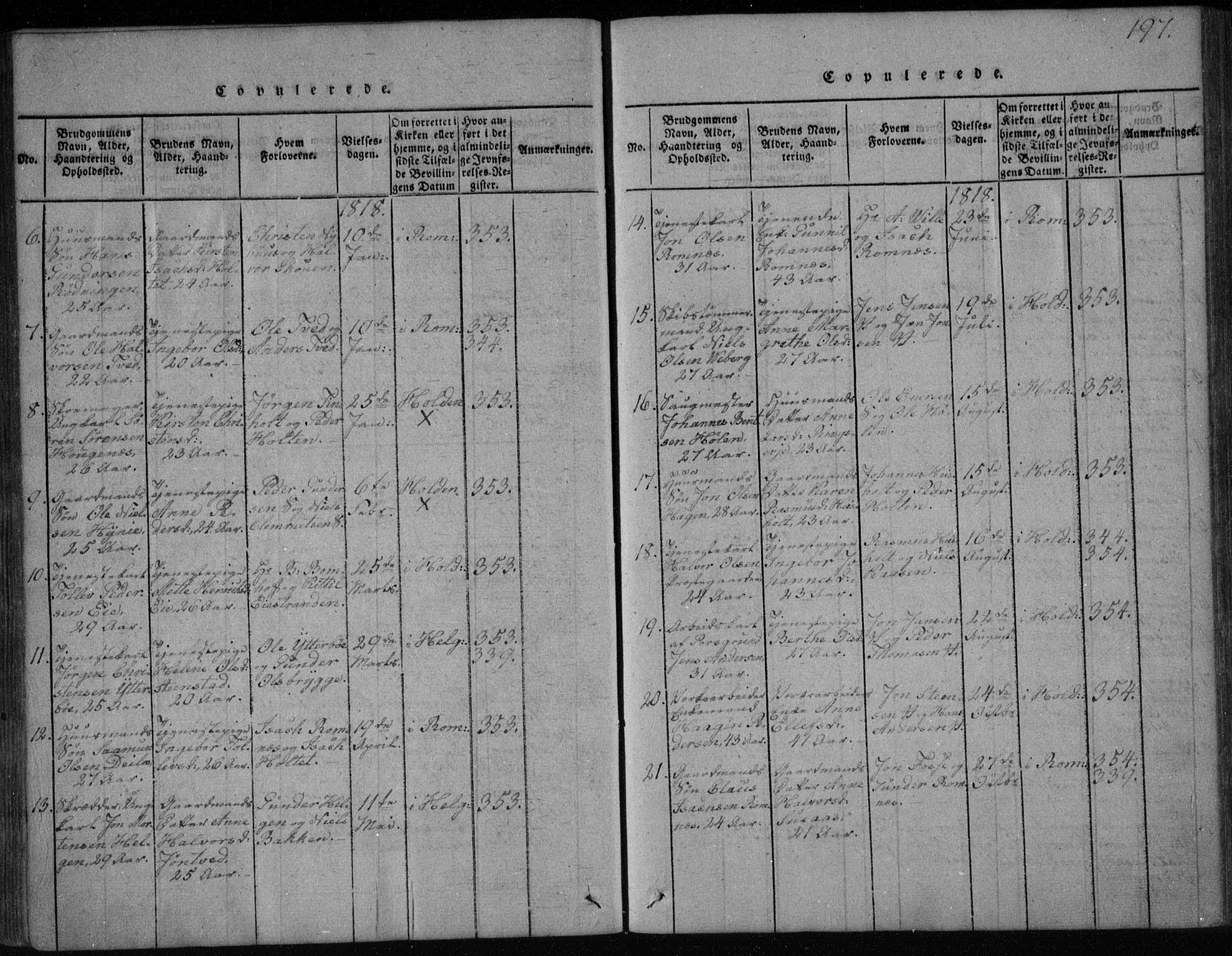 Holla kirkebøker, SAKO/A-272/F/Fa/L0003: Parish register (official) no. 3, 1815-1830, p. 197