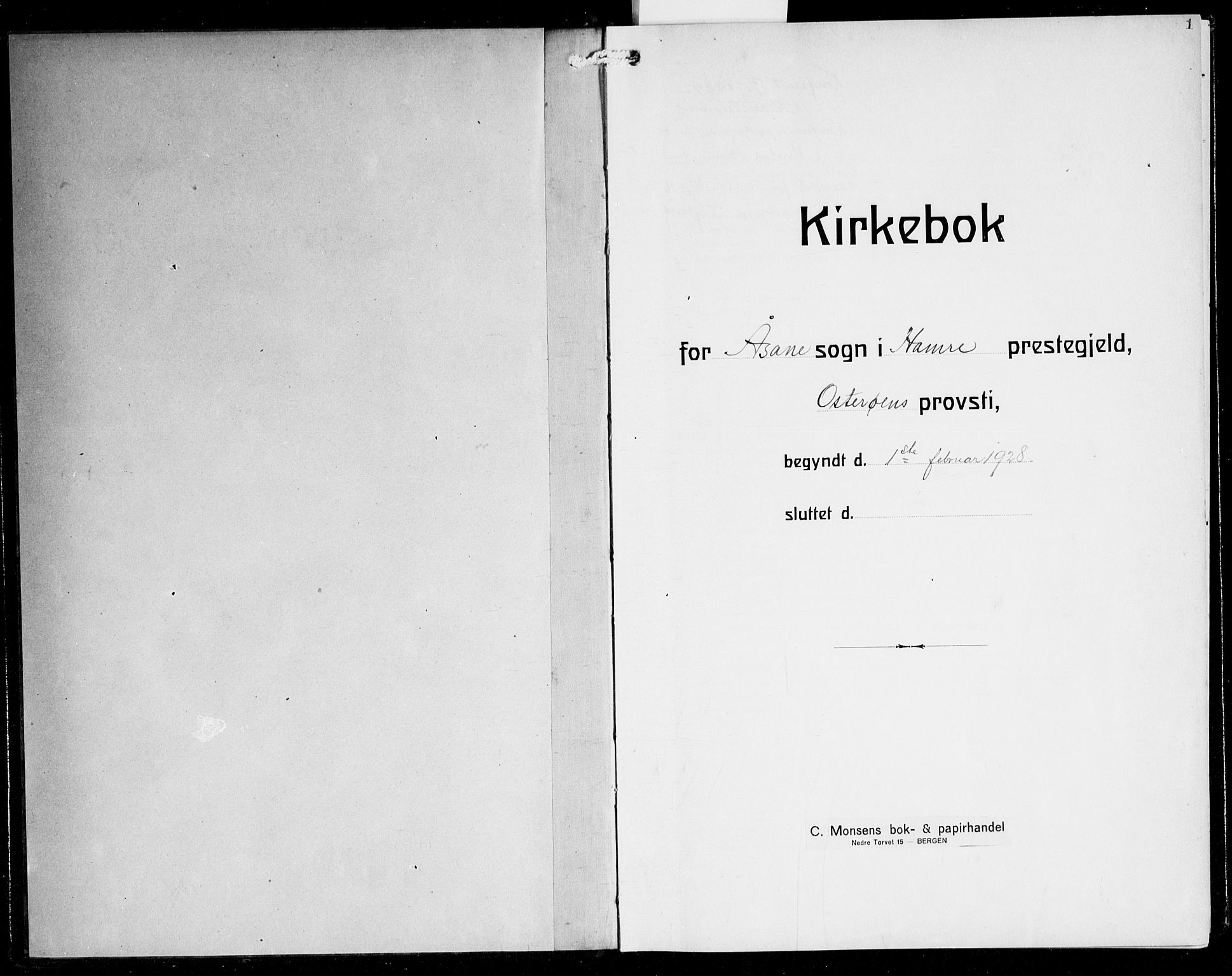 Åsane sokneprestembete, AV/SAB-A-79401/H/Hab: Parish register (copy) no. A 5, 1928-1943, p. 1